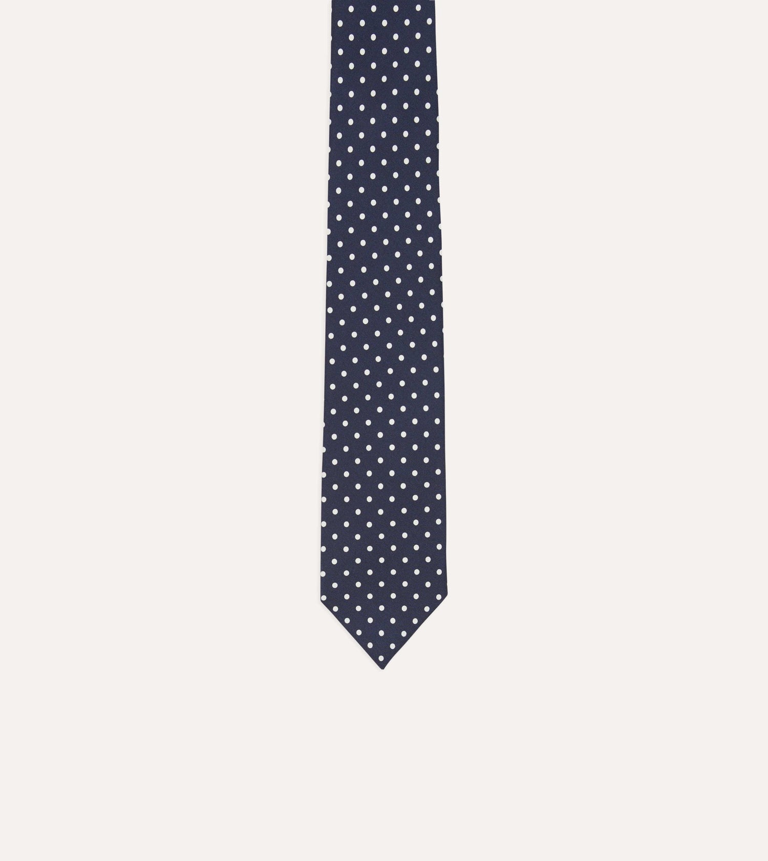 Navy Polka Dot Silk Self-Tipped Tie