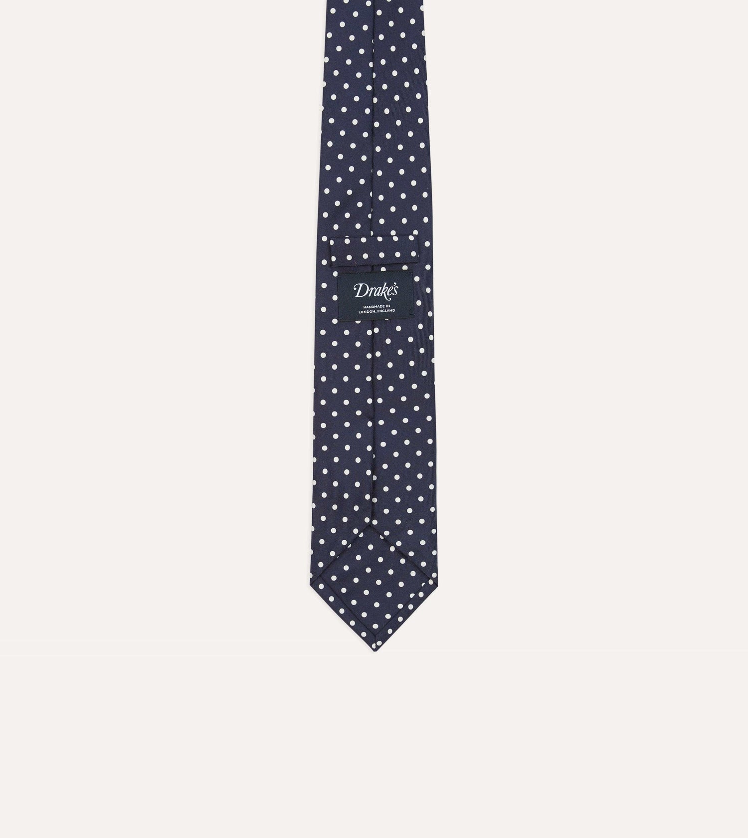 Navy Polka Dot Silk Self-Tipped Tie