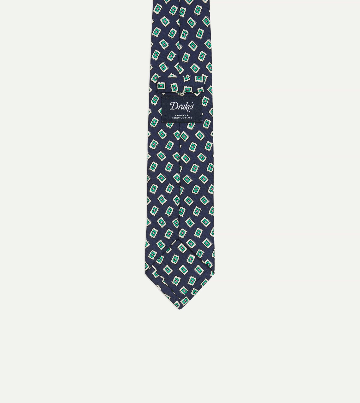 Navy Jumbled Medallion Print Silk Self Tipped Tie