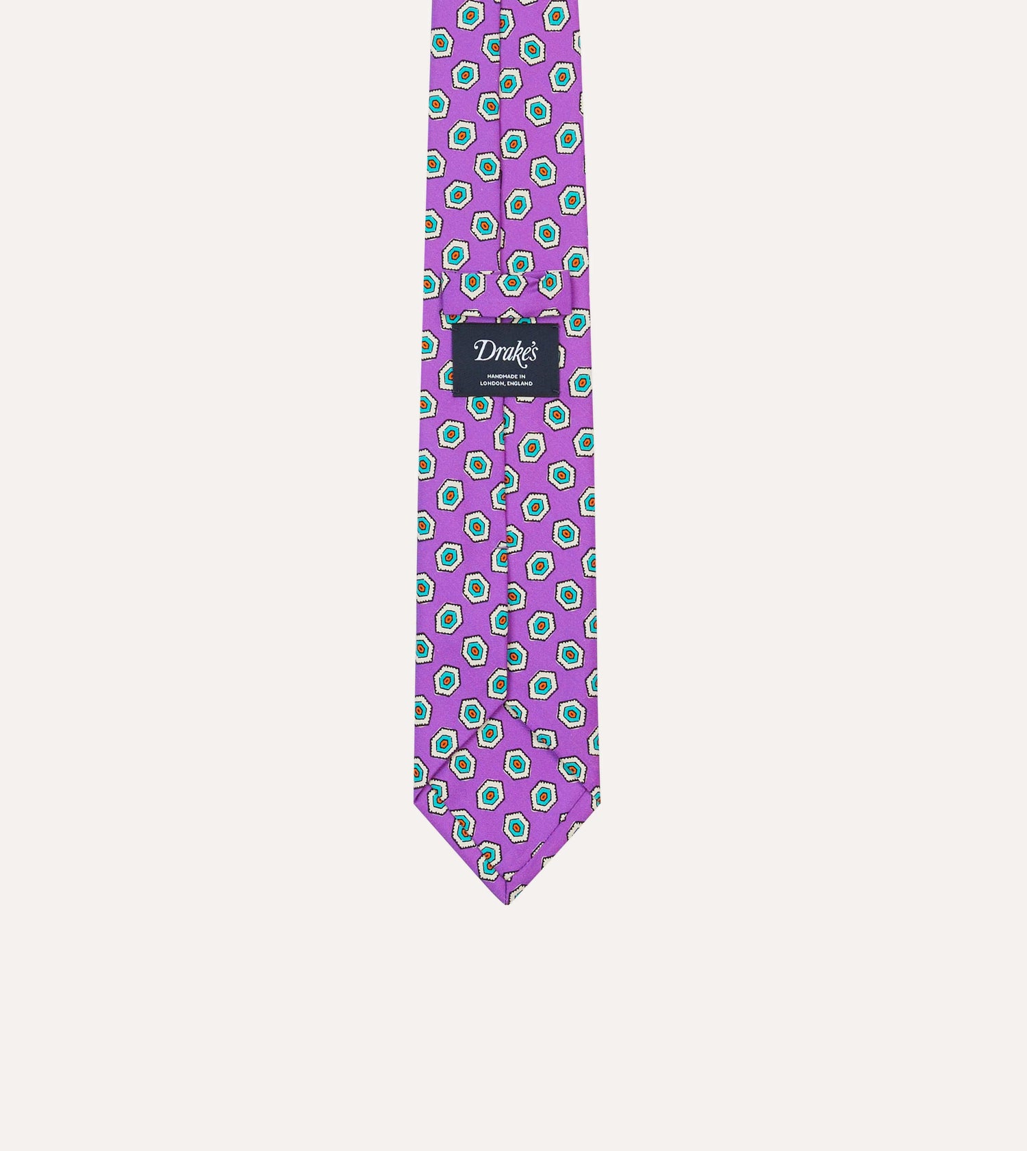 Lilac Hexagon Tile Print Silk Self-Tipped Tie