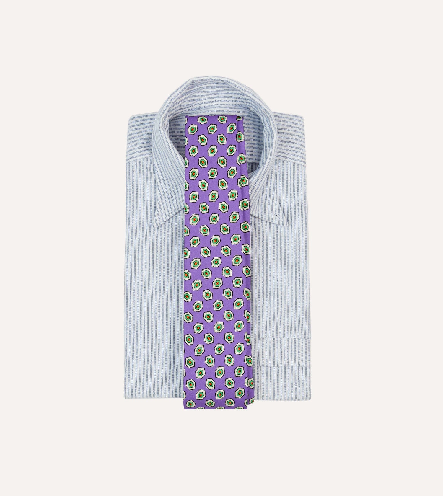 Purple Hexagon Tile Print Silk Self-Tipped Tie