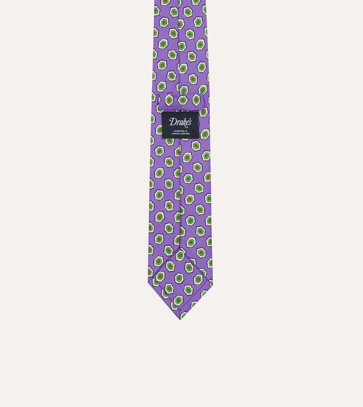 Purple Hexagon Tile Print Silk Self-Tipped Tie