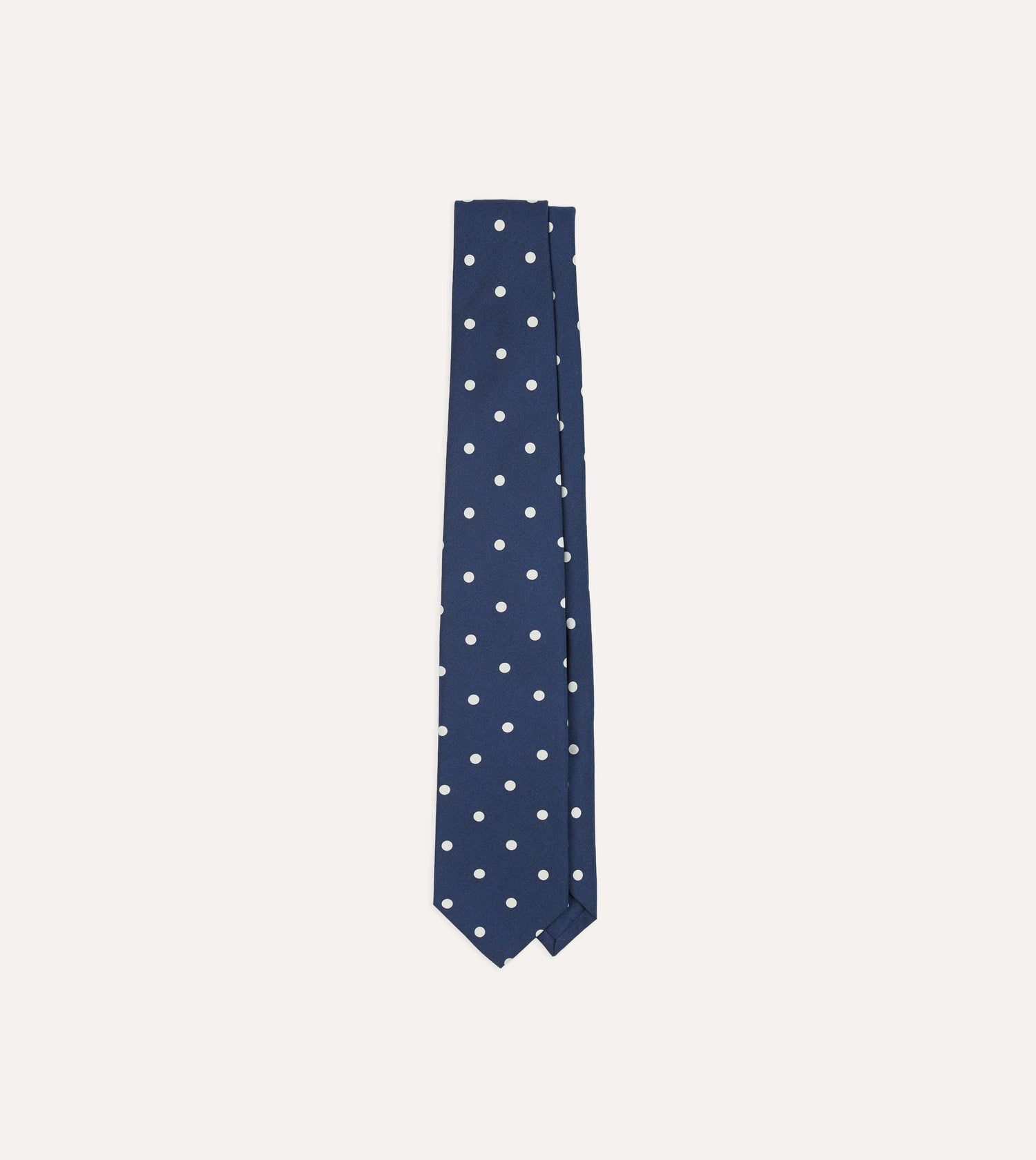 Navy Polka Dot Silk Self-Tipped Tie