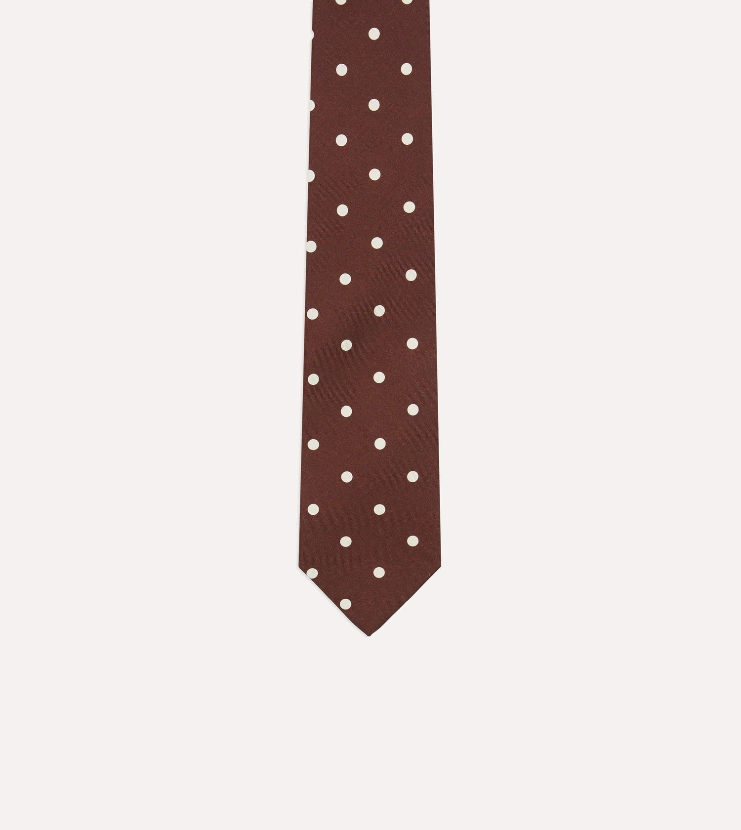 Brown Polka Dot Silk Self-Tipped Tie