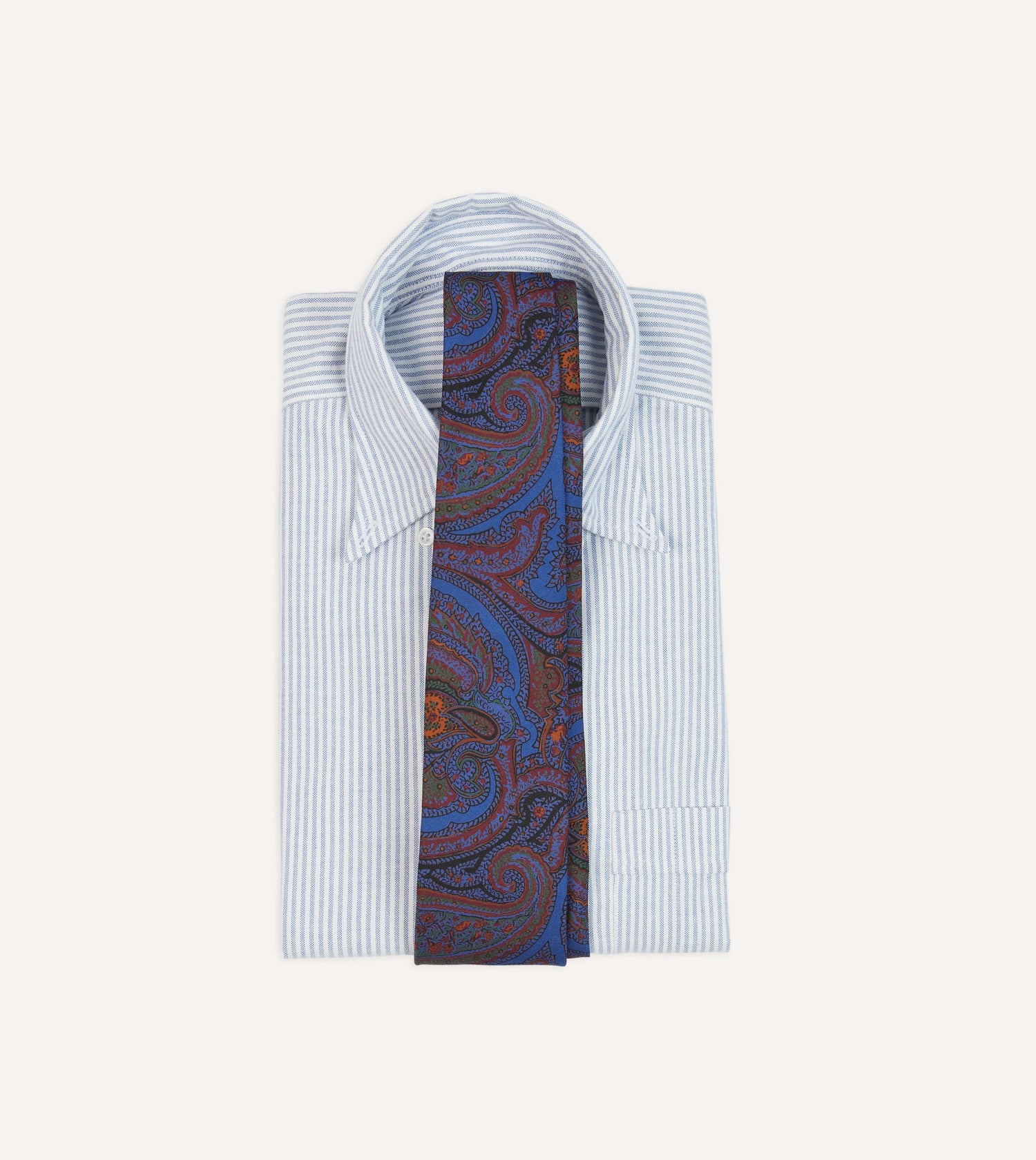 Blue Acanthus Print Silk Self Tipped Tie