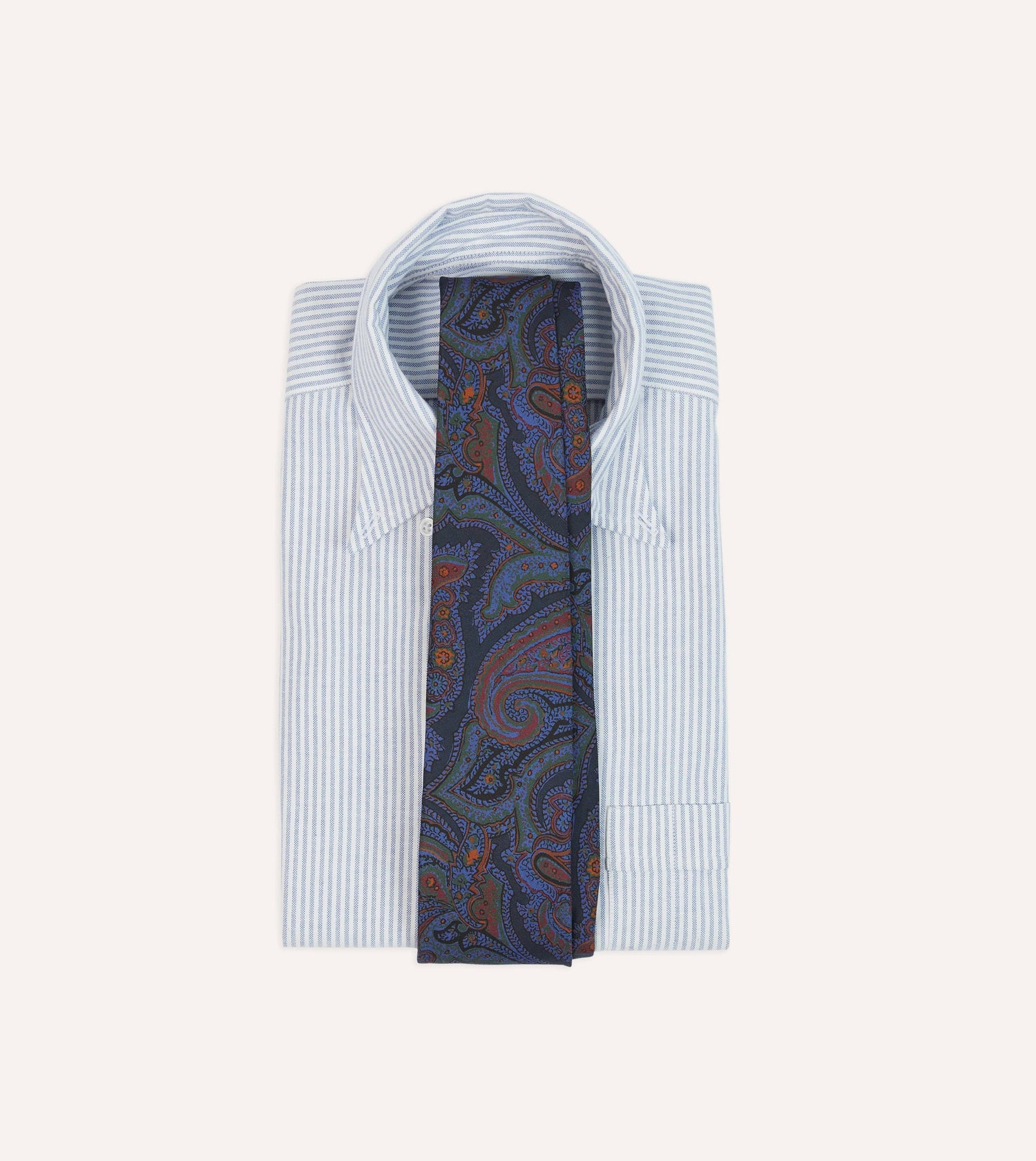 Navy Acanthus Print Silk Self Tipped Tie