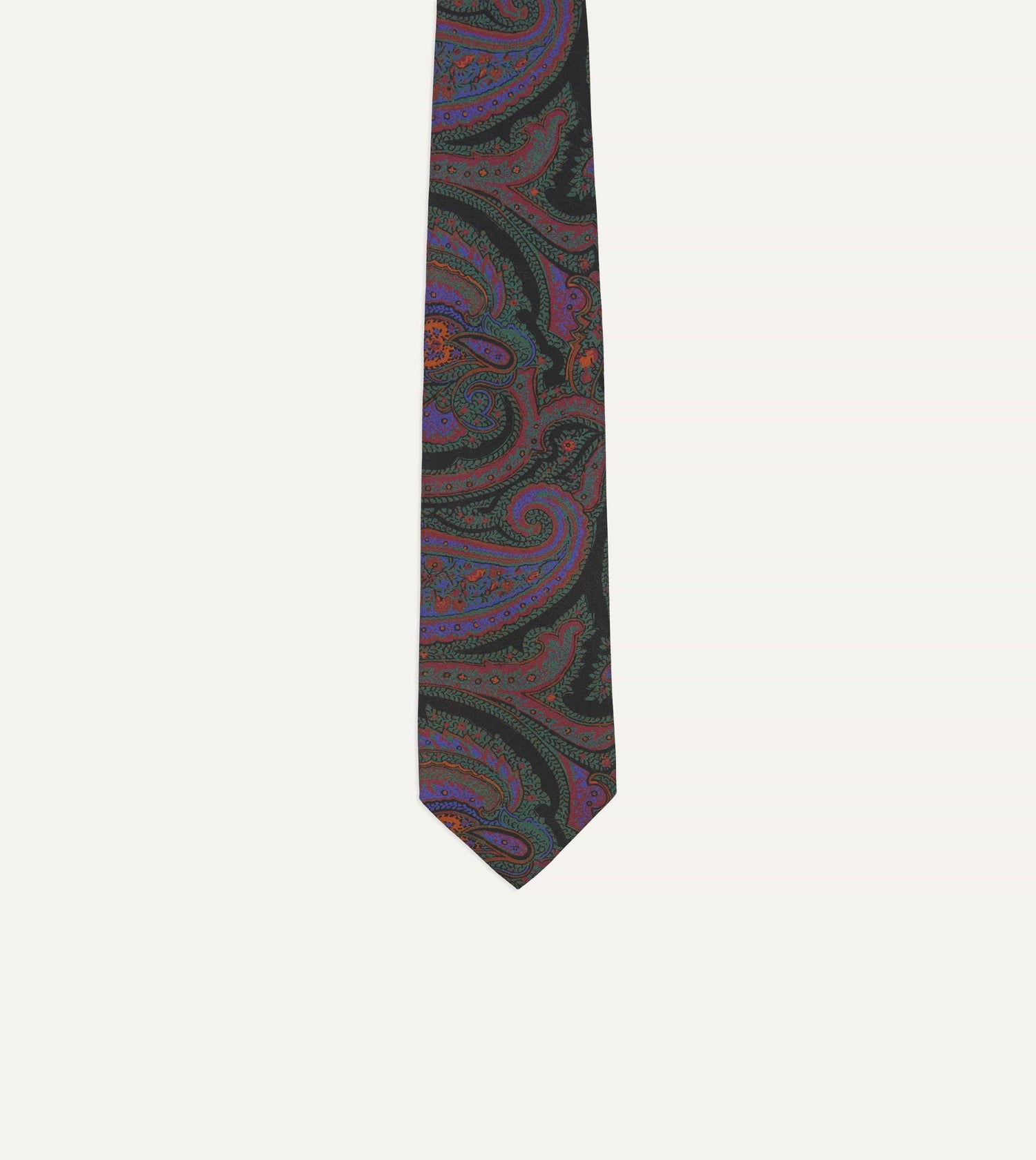 Green Acanthus Print Silk Self Tipped Tie