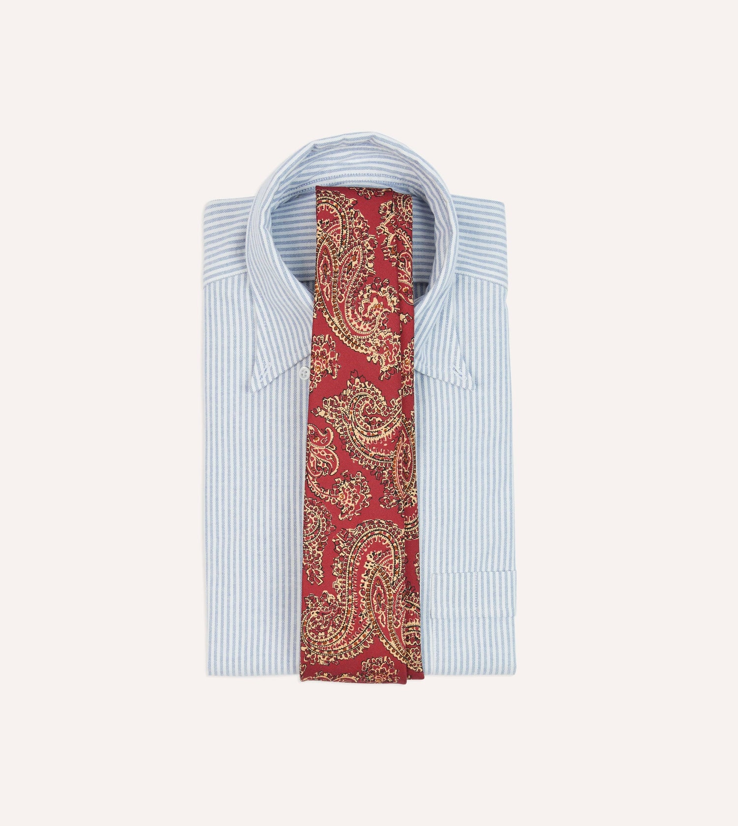 Red Paisley Print Silk Self Tipped Tie