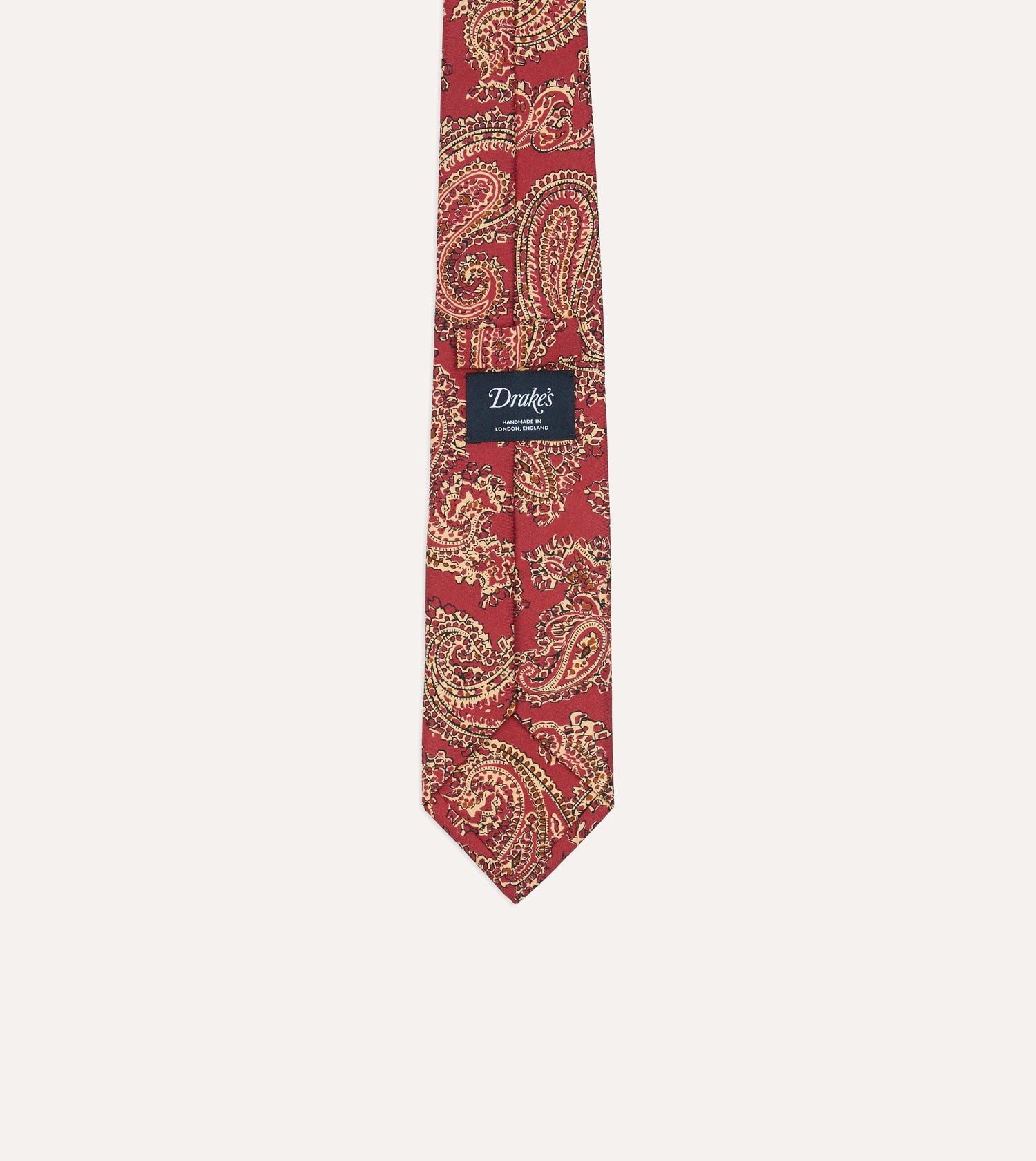 Red Paisley Print Silk Self Tipped Tie