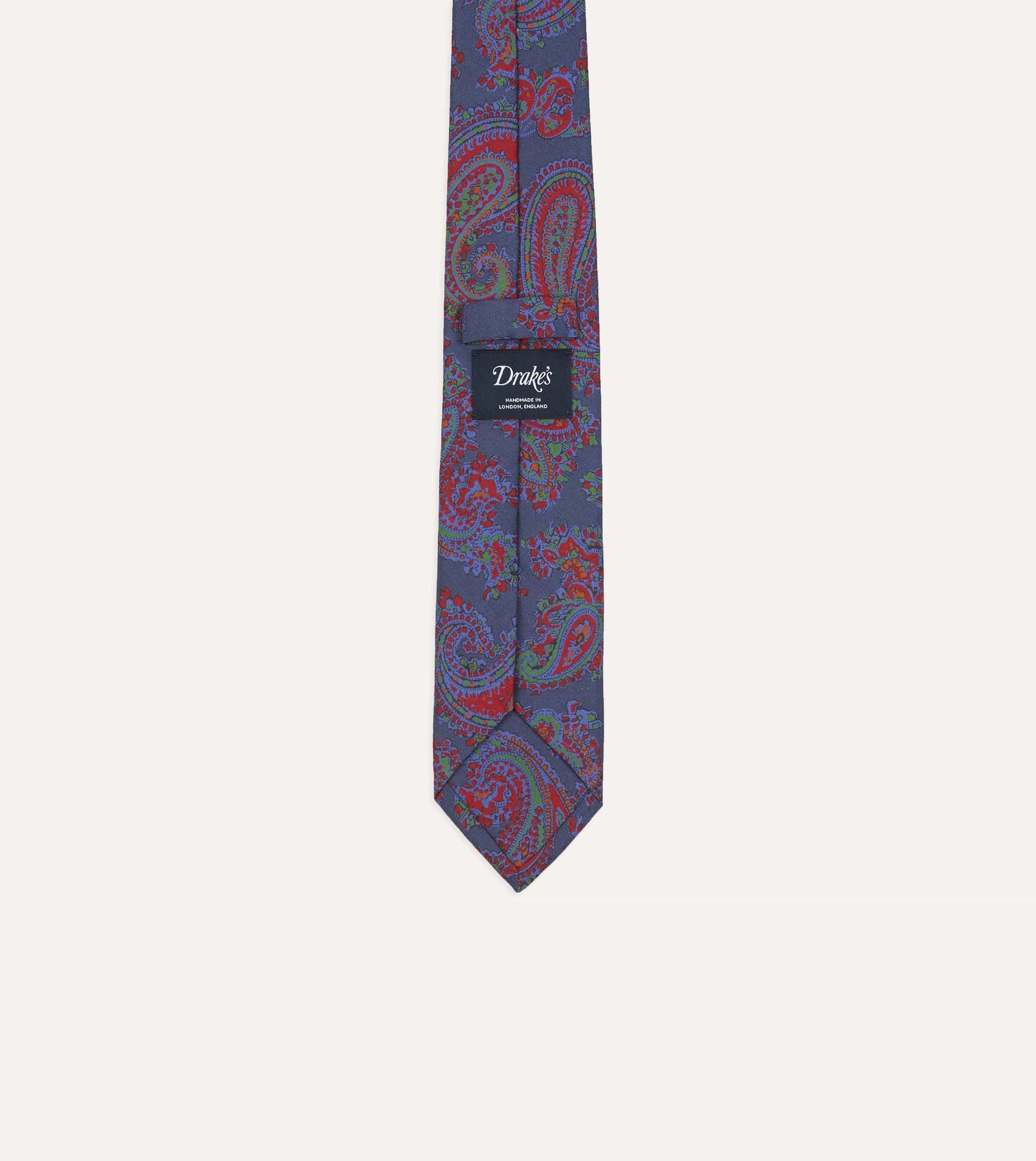 Navy Paisley Print Silk Self Tipped Tie