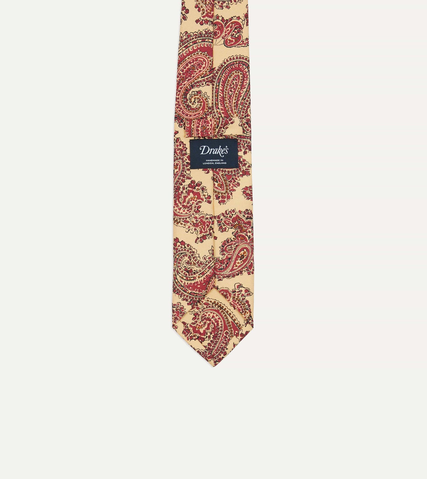 Yellow Paisley Print Silk Self Tipped Tie