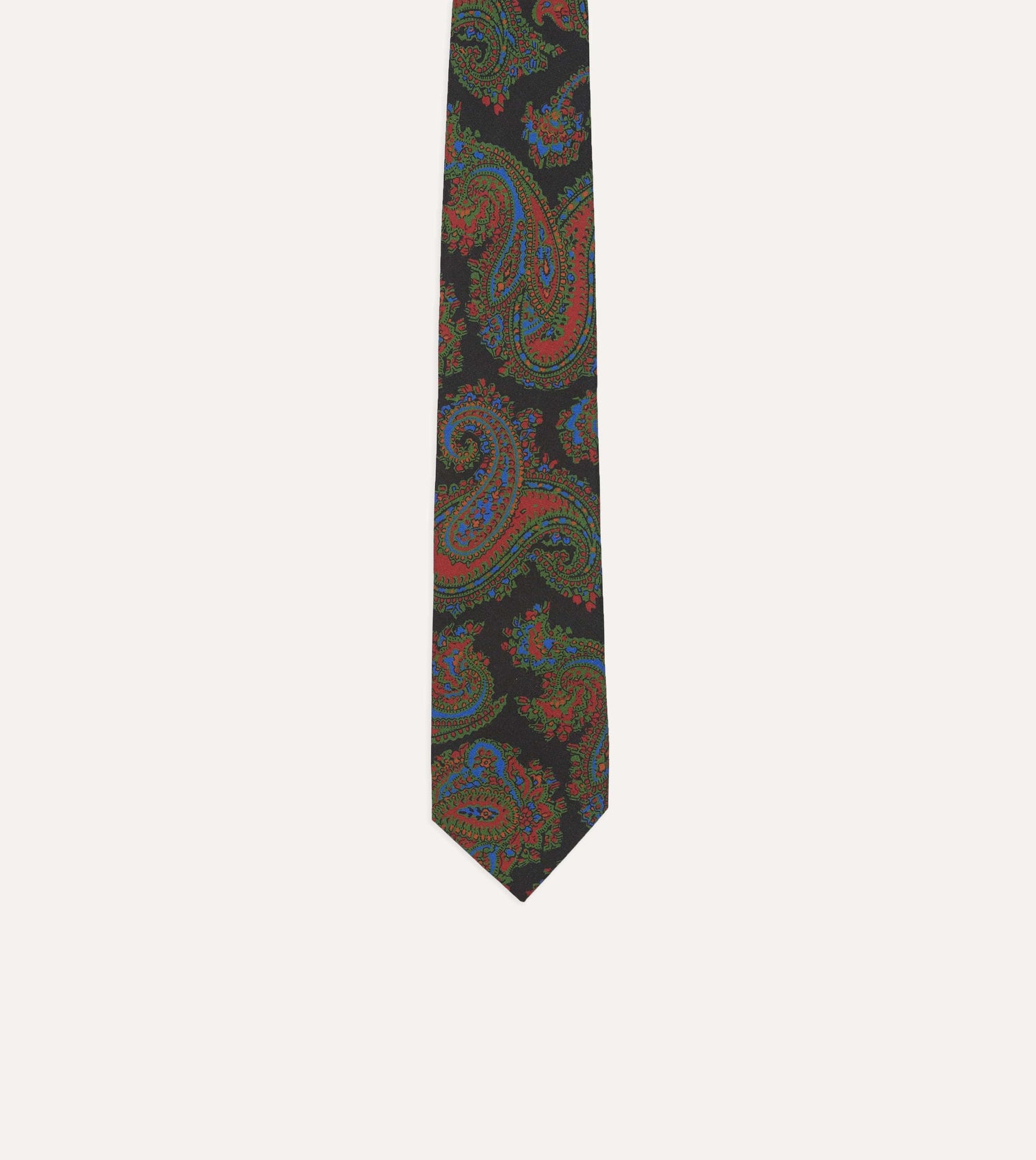 Black Paisley Print Silk Self Tipped Tie