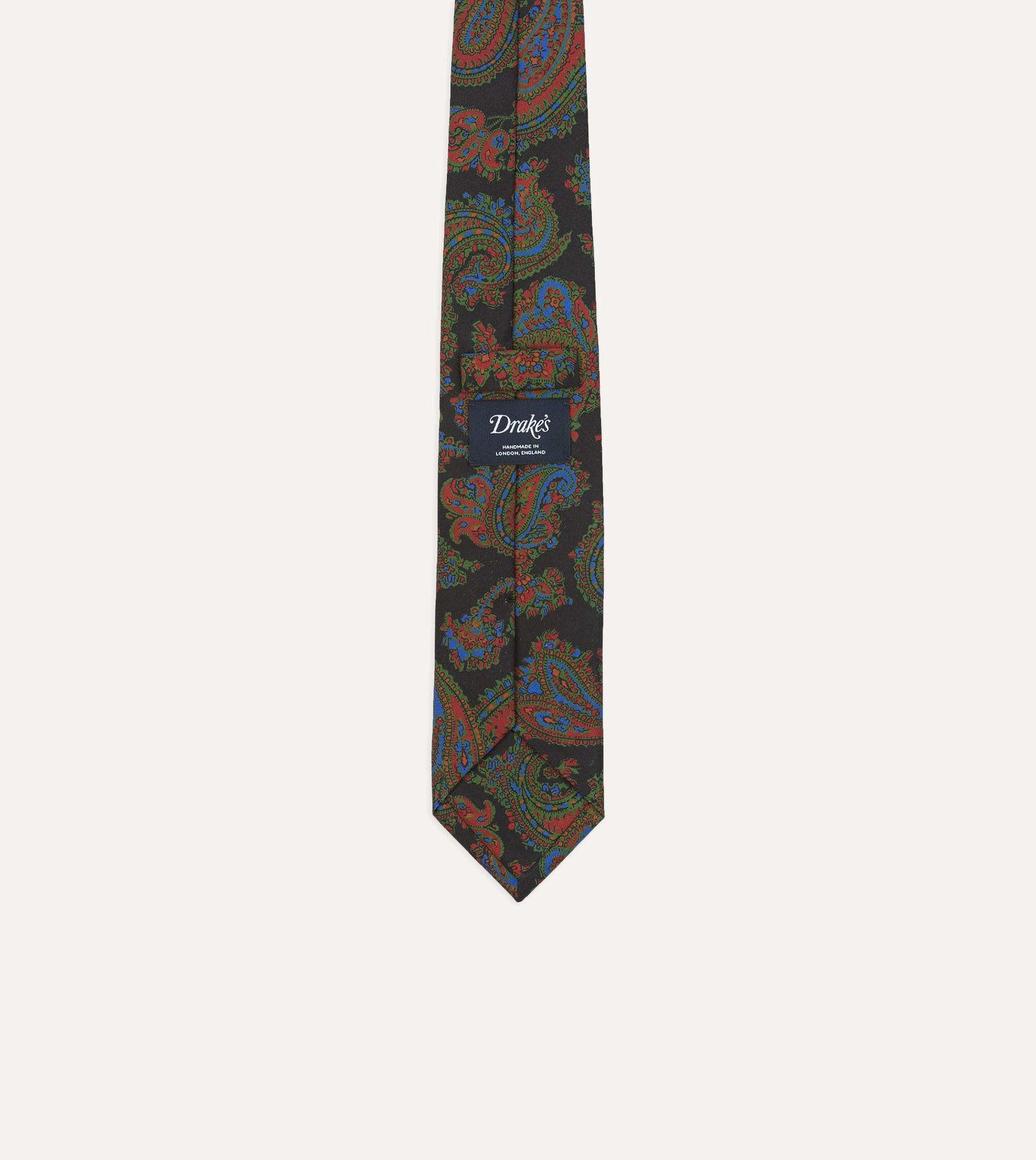 Black Paisley Print Silk Self Tipped Tie