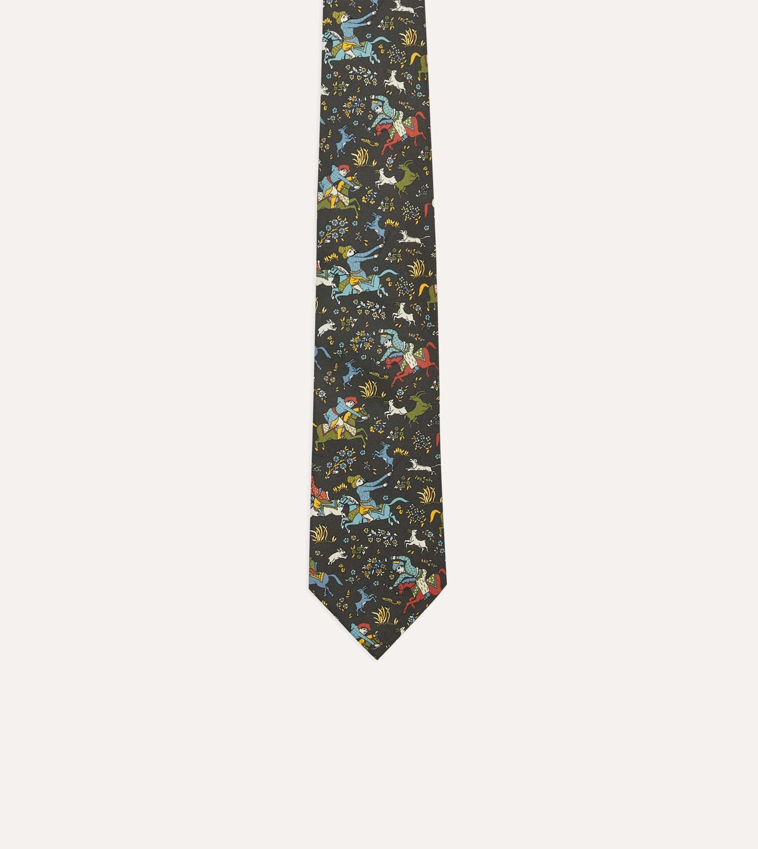 Drake's by A. Levine Black Mughal Print Silk Self Tipped Tie