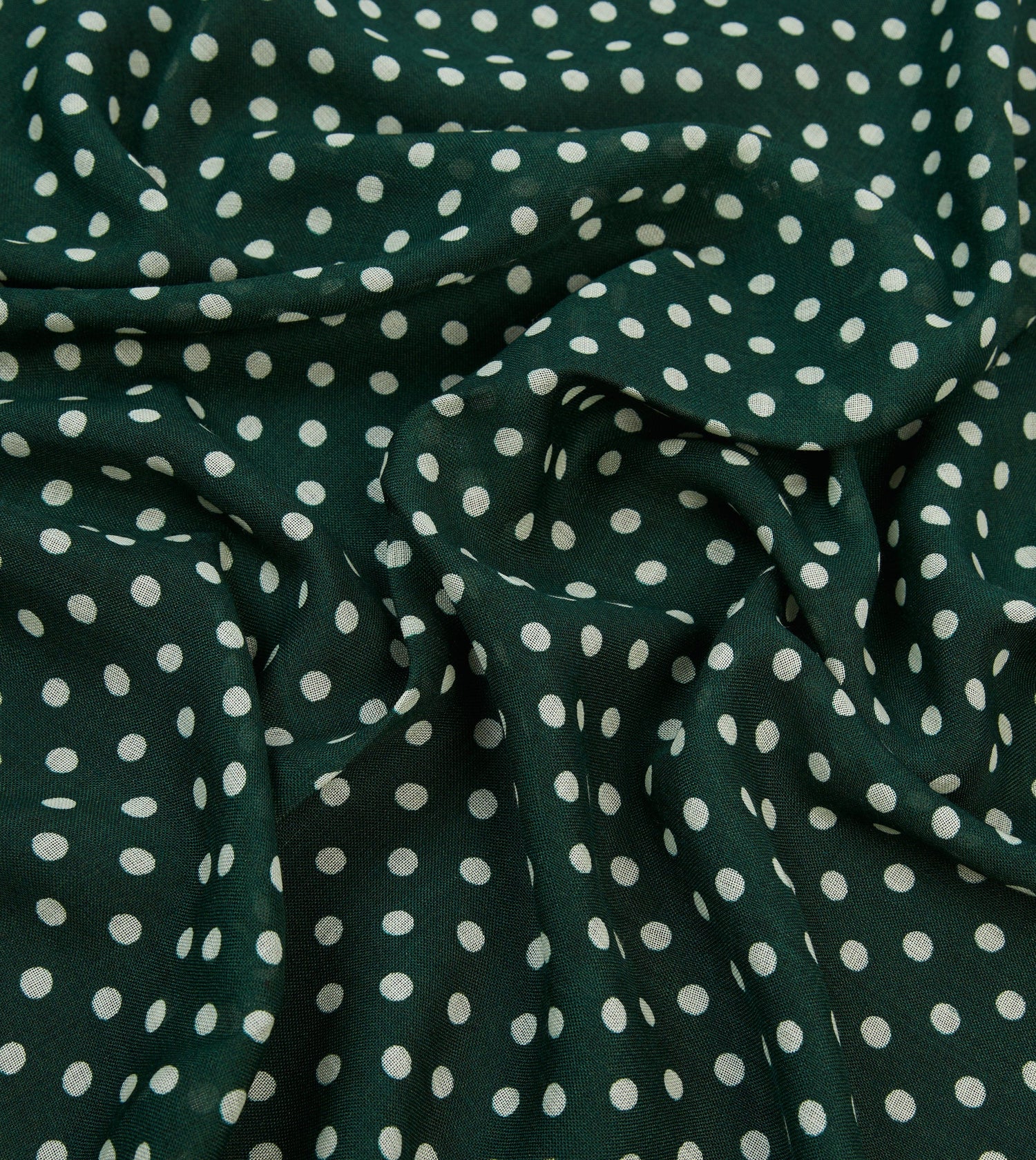 Green Hand-Drawn Polka Dot Wool Scarf