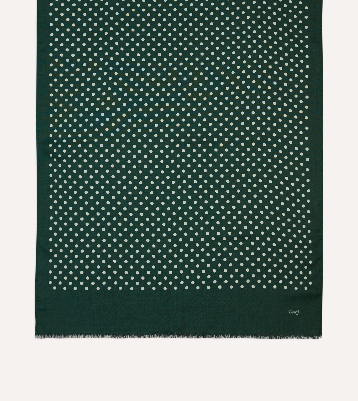 Green Hand-Drawn Polka Dot Wool Scarf