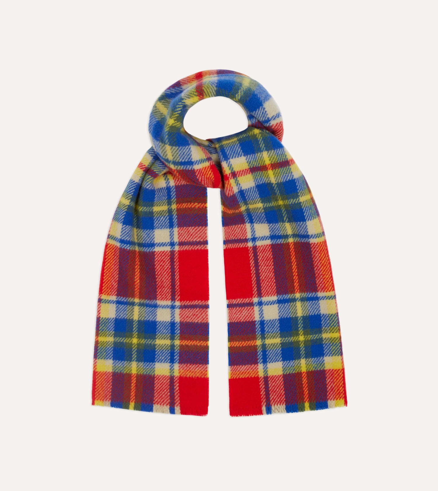 Red Tartan Check Wool Scarf