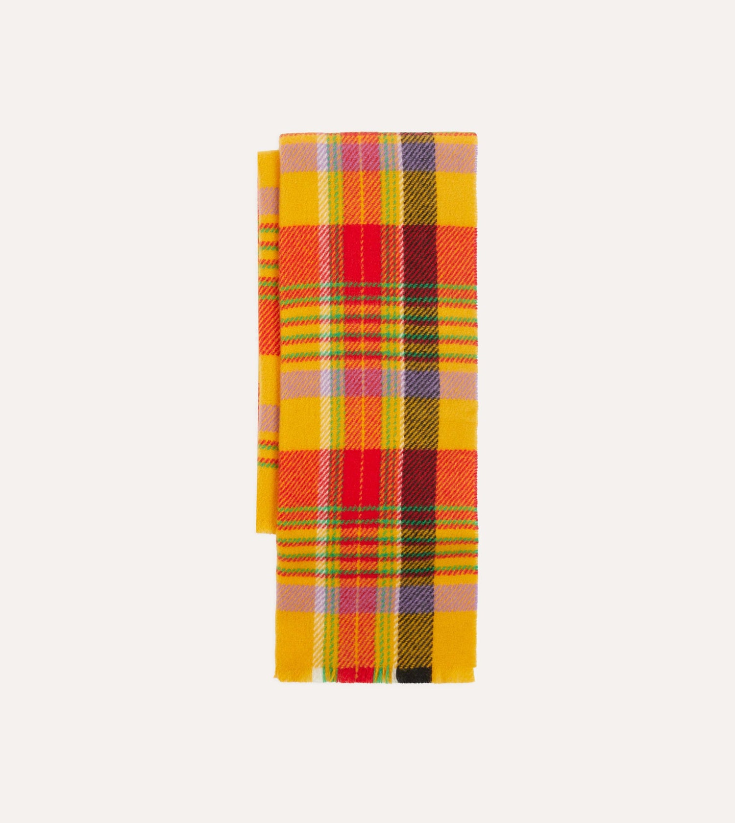 Yellow Tartan Check Wool Scarf