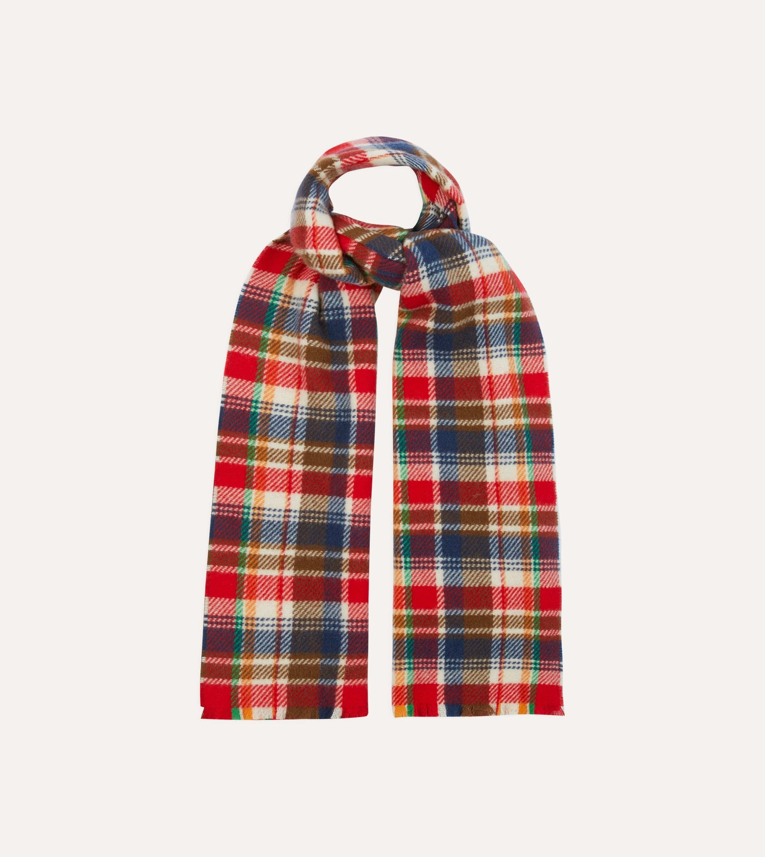 Red Tartan Check Wool Scarf