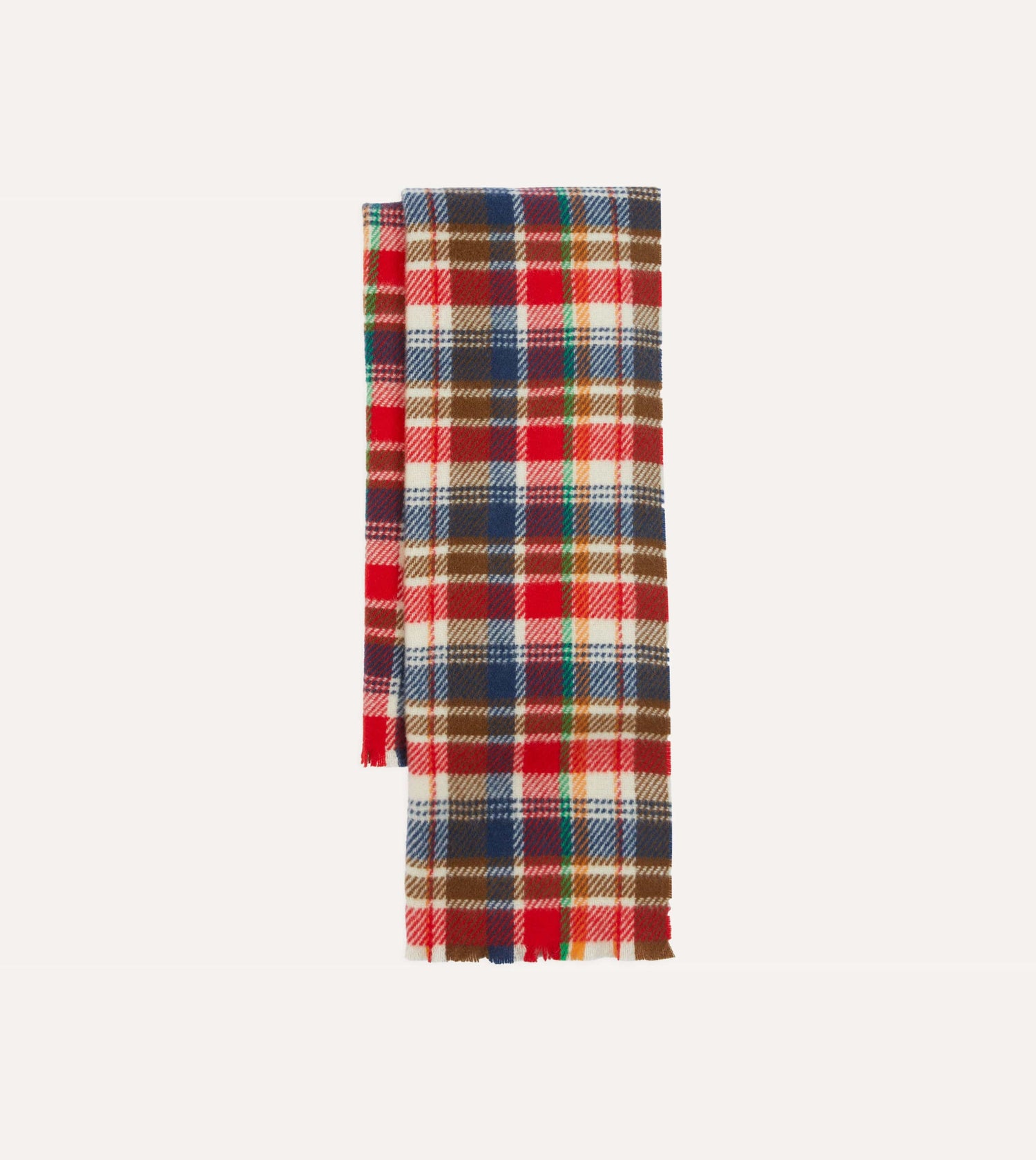 Red Tartan Check Wool Scarf