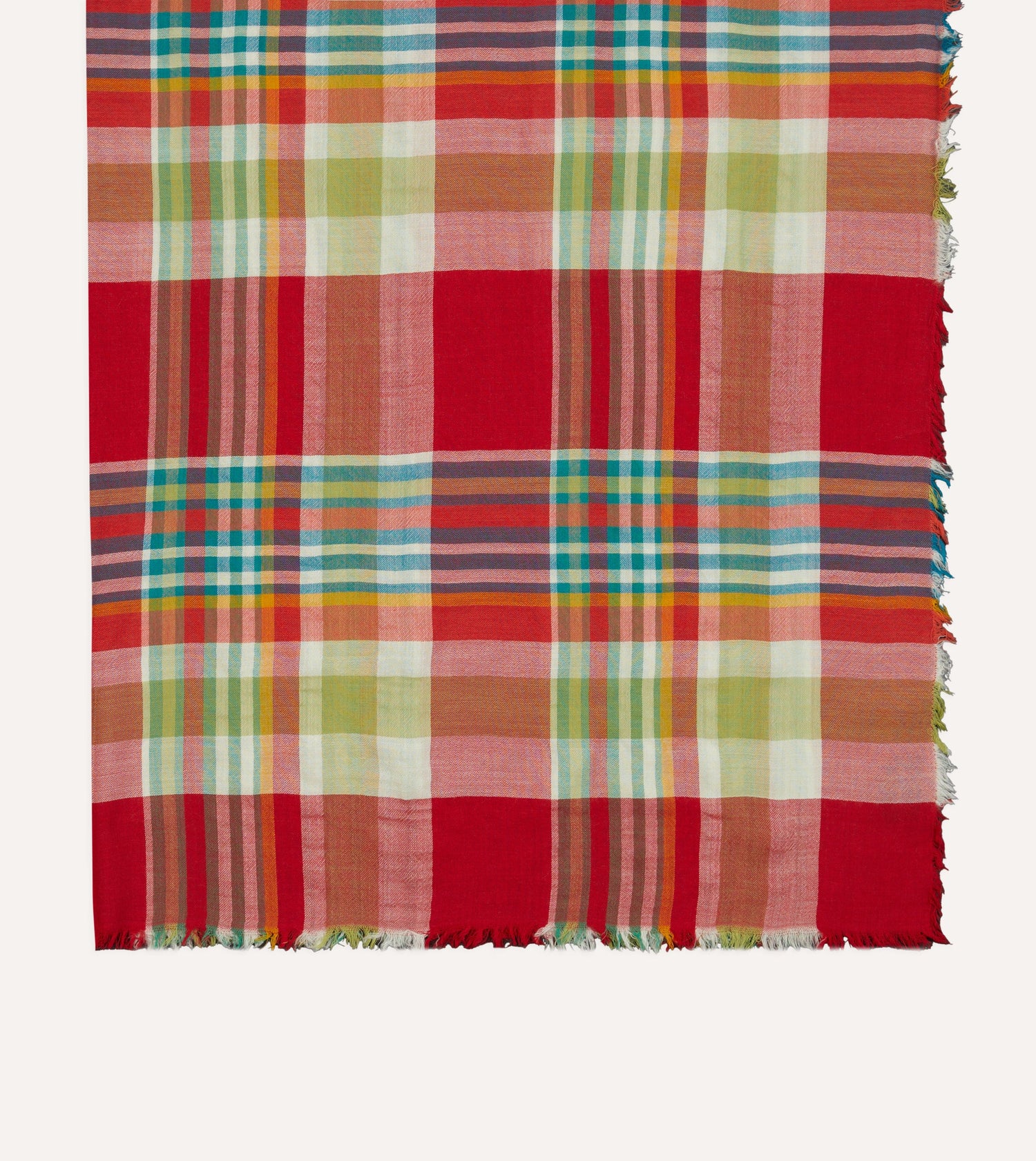 Red Tartan Check Wool Scarf