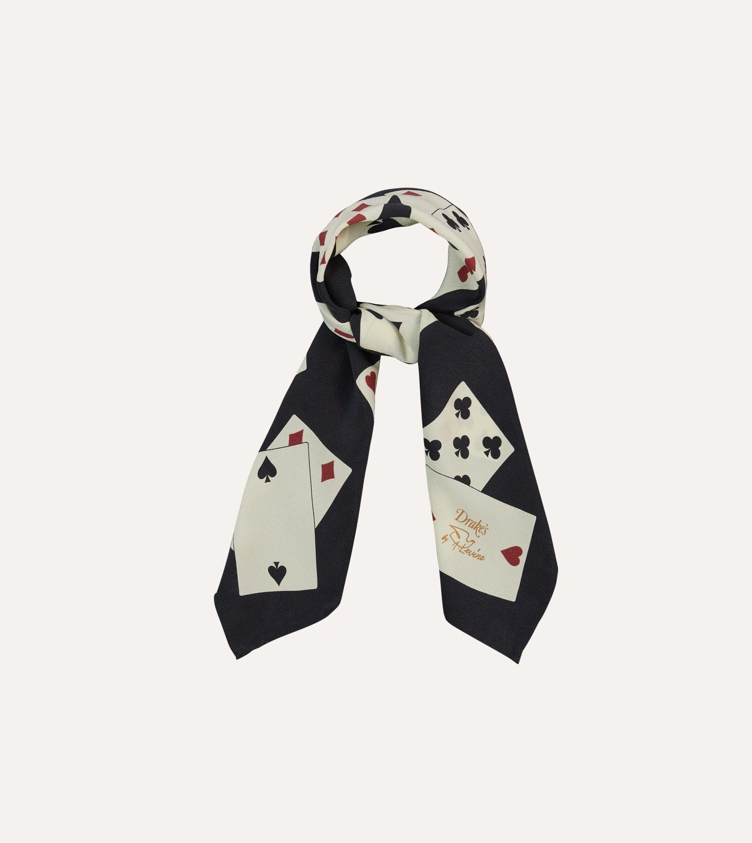 Drake's by A. Levine Black Playing Card Print Silk Bandana