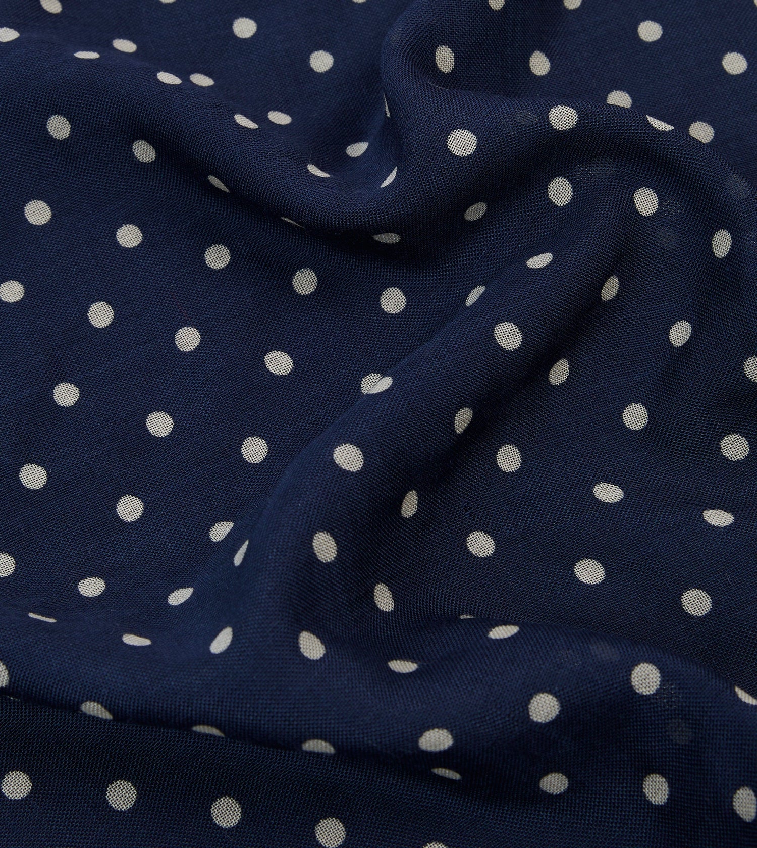 Navy Spot Print Wool-Silk Pocket Square