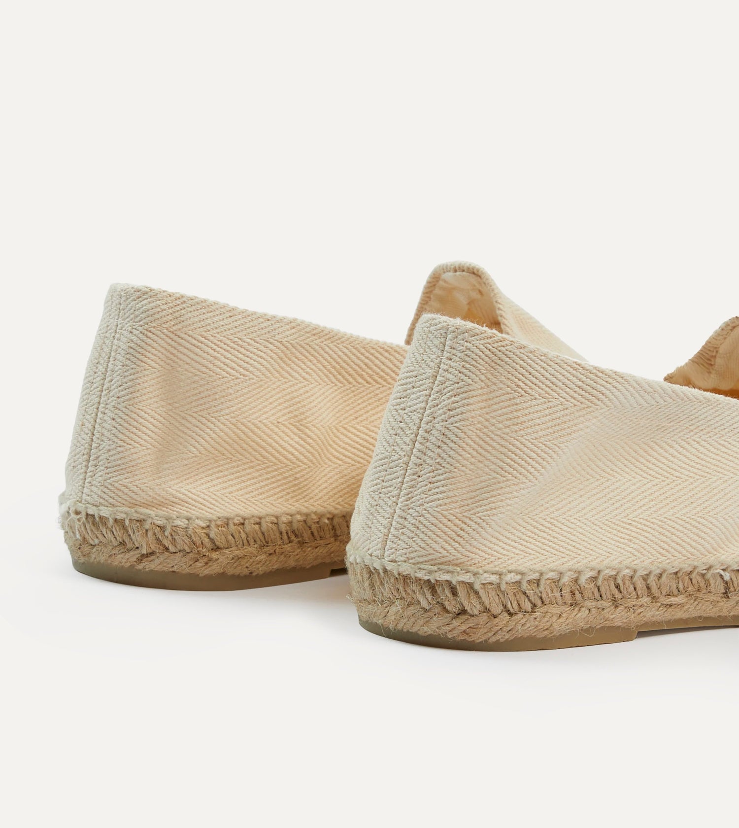 Ecru Herringbone Cotton Espadrilles