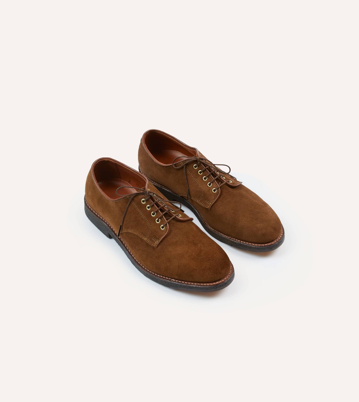 Alden for Drake's Tobacco Suede Plain-Toe Blucher with Double Crepe Sole