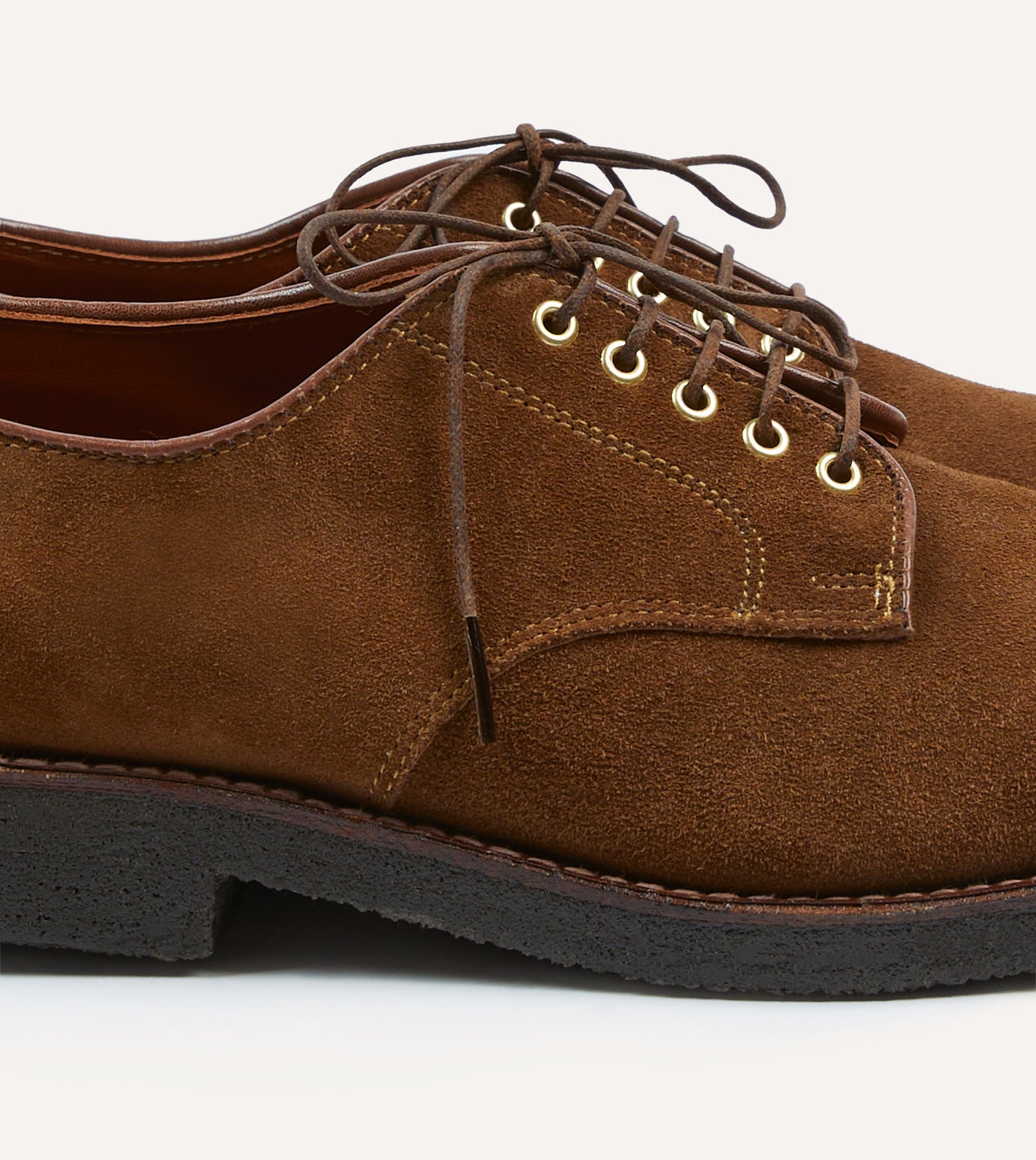 Alden for Drake's Tobacco Suede Plain-Toe Blucher with Double Crepe Sole