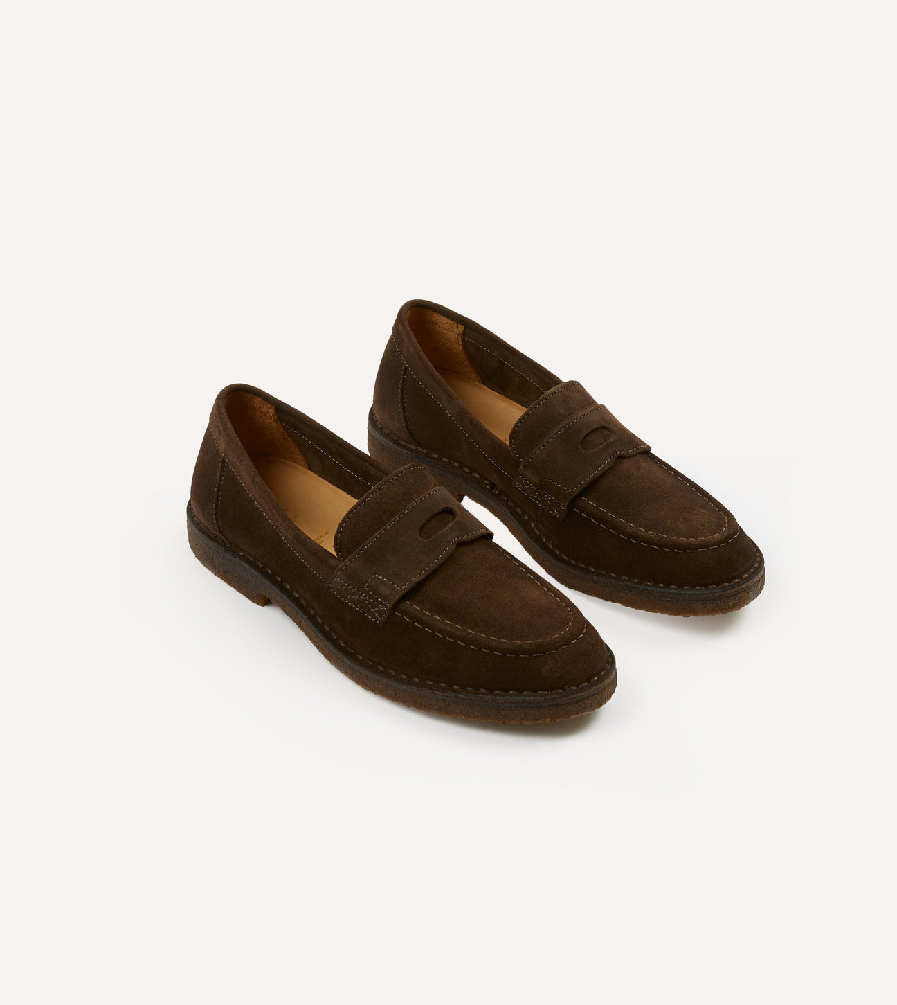 Brown Suede Canal Penny Loafer with Crepe Sole – Drakes