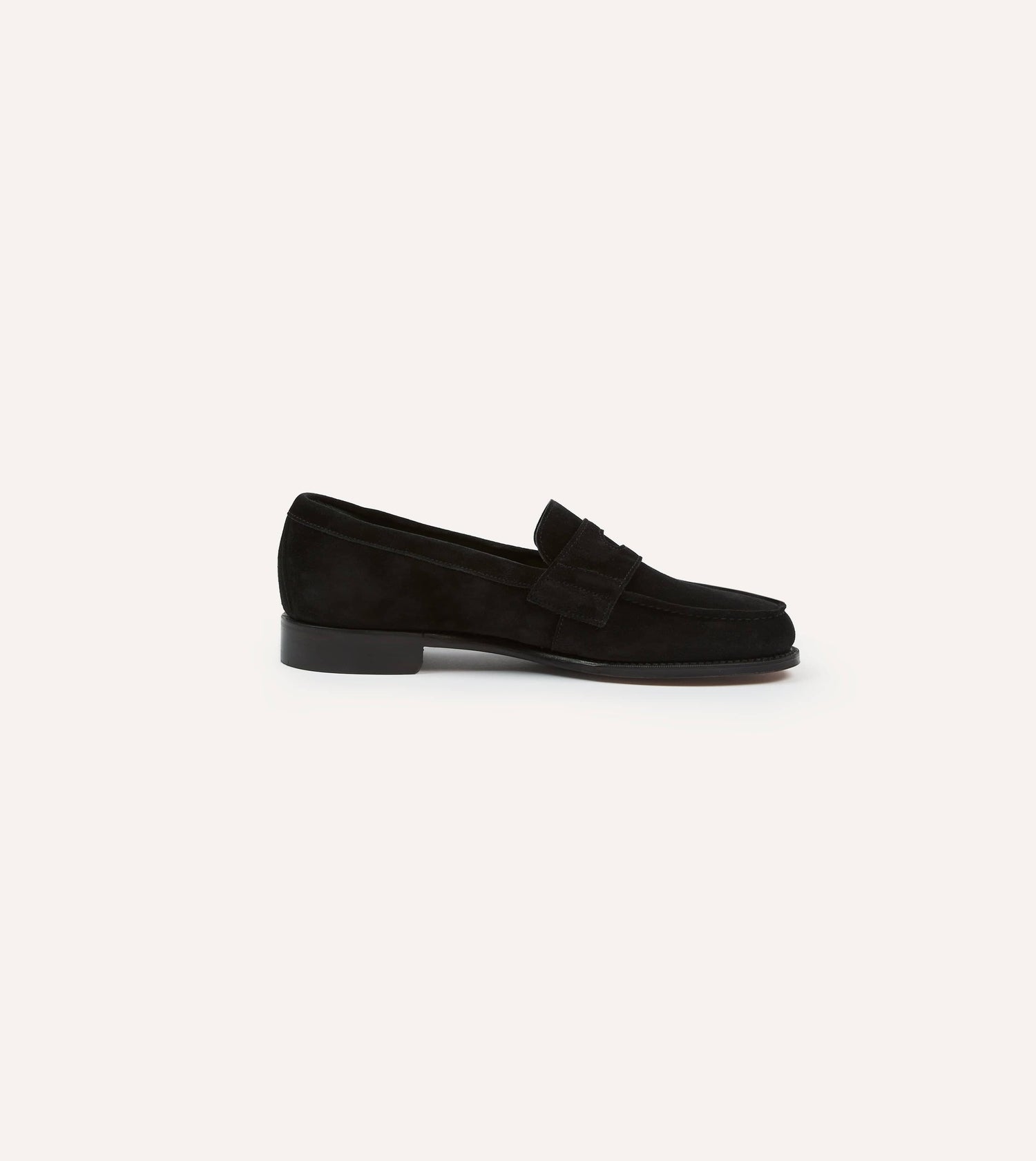 Drake's by A. Levine Black Suede Charles Mk II Goodyear Welted Penny Loafer