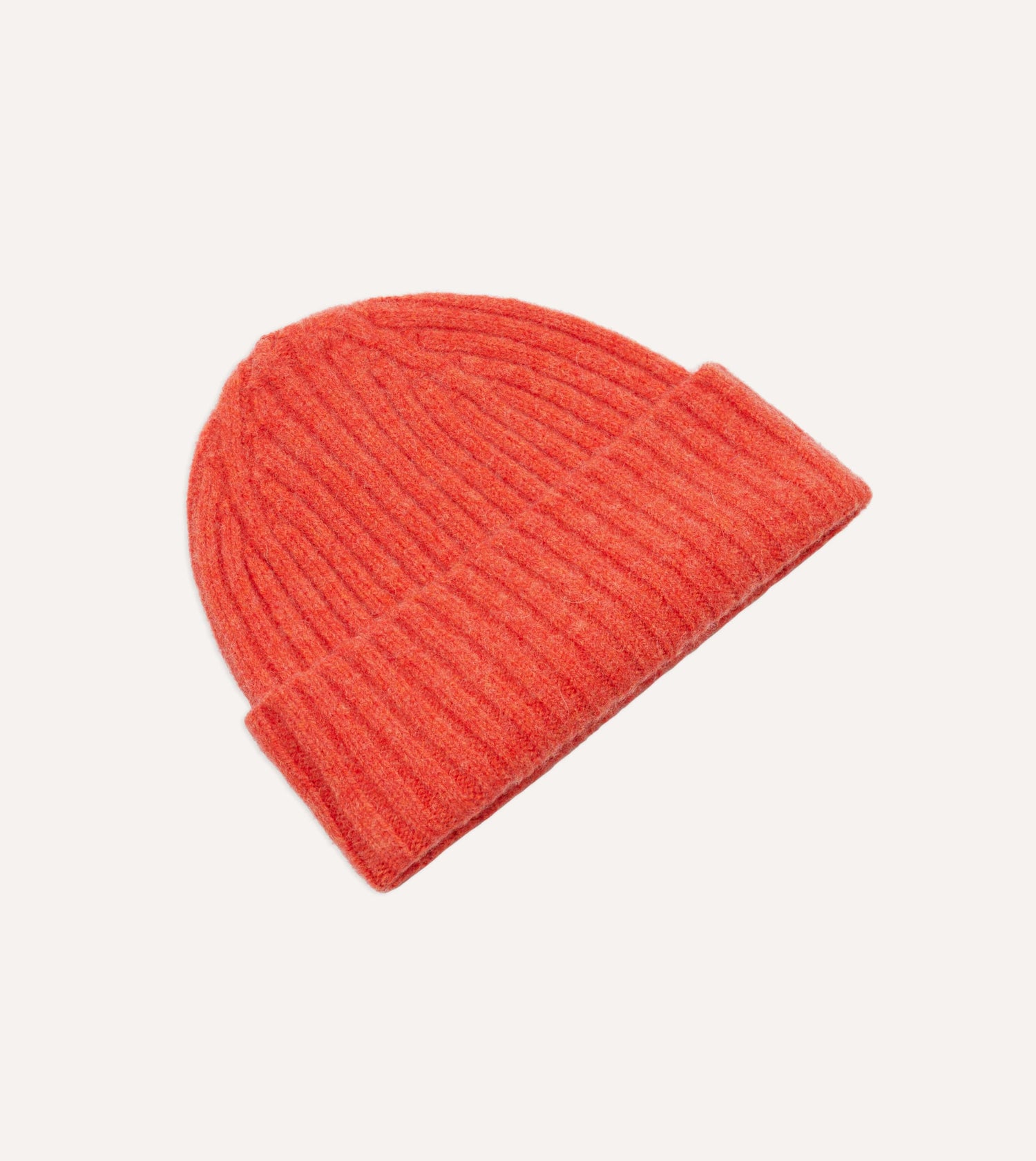 Orange Lambswool Ribbed Knit Cap