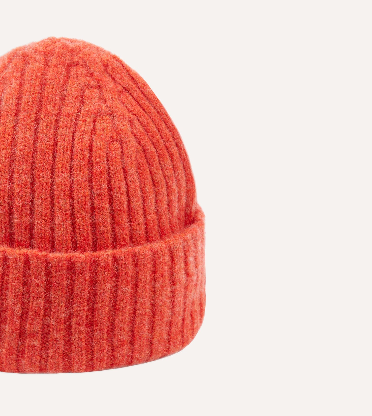 Orange Lambswool Ribbed Knit Cap