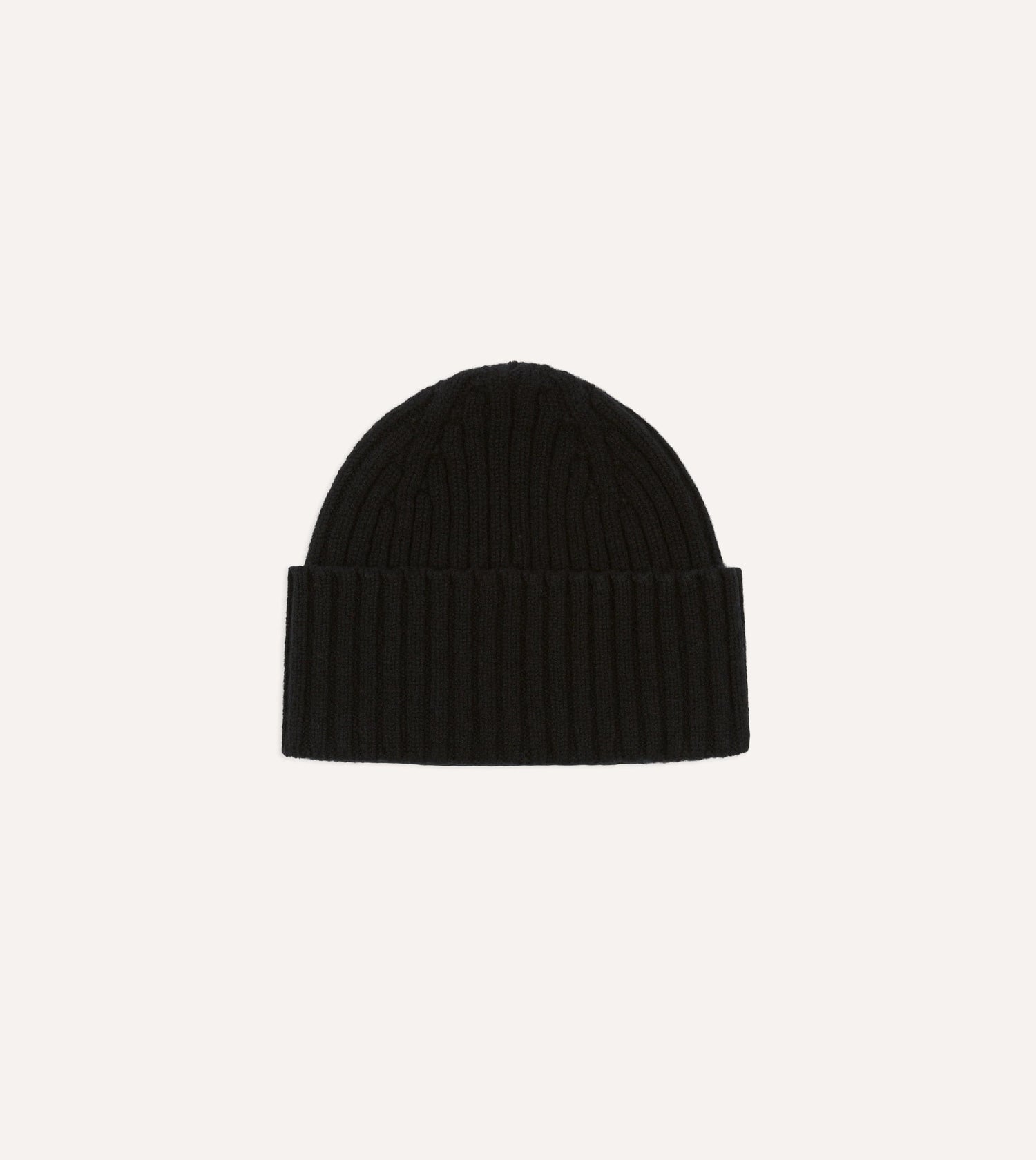 Black Lambswool Ribbed Knit Cap