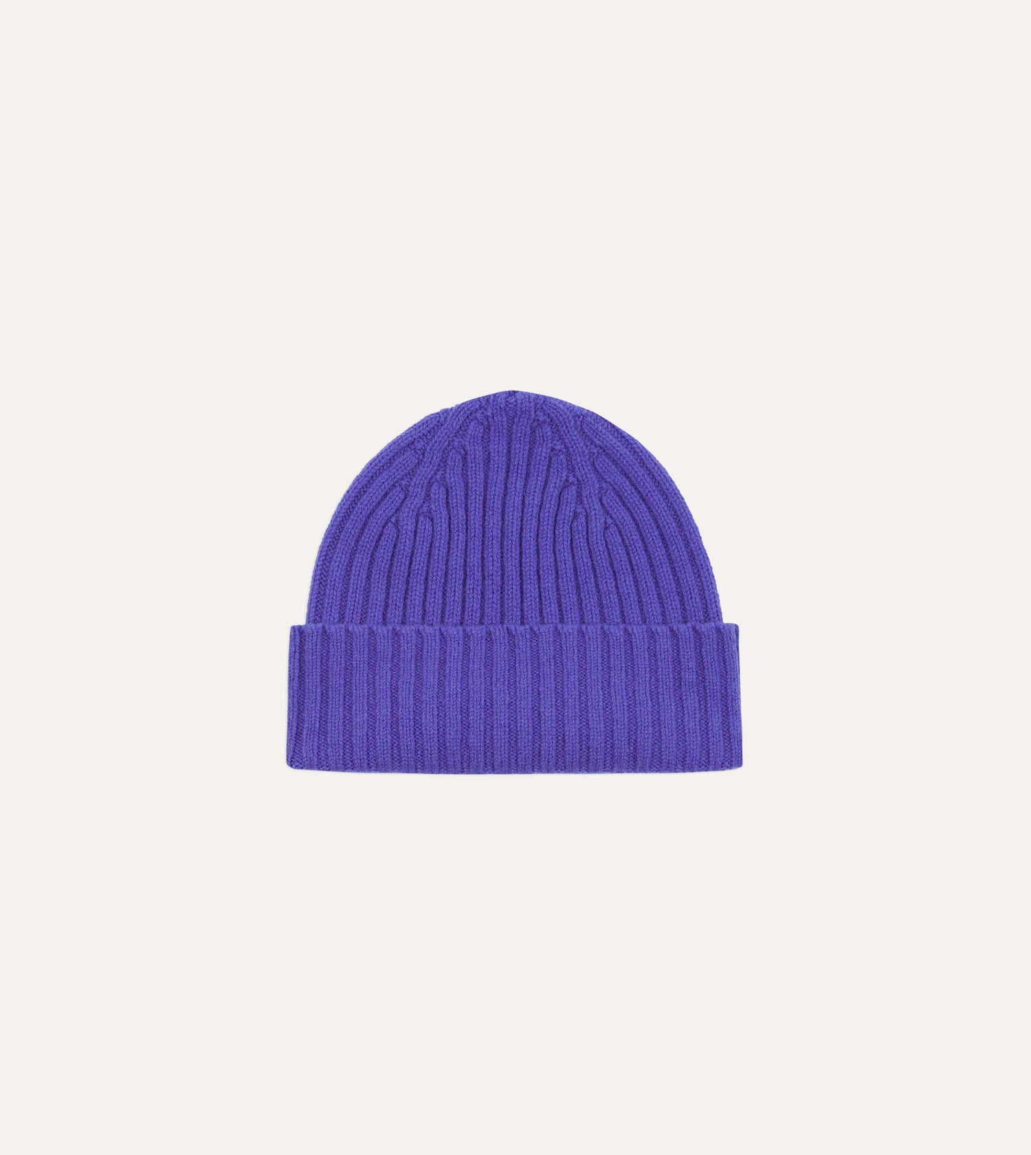 Purple Lambswool Ribbed Knit Cap