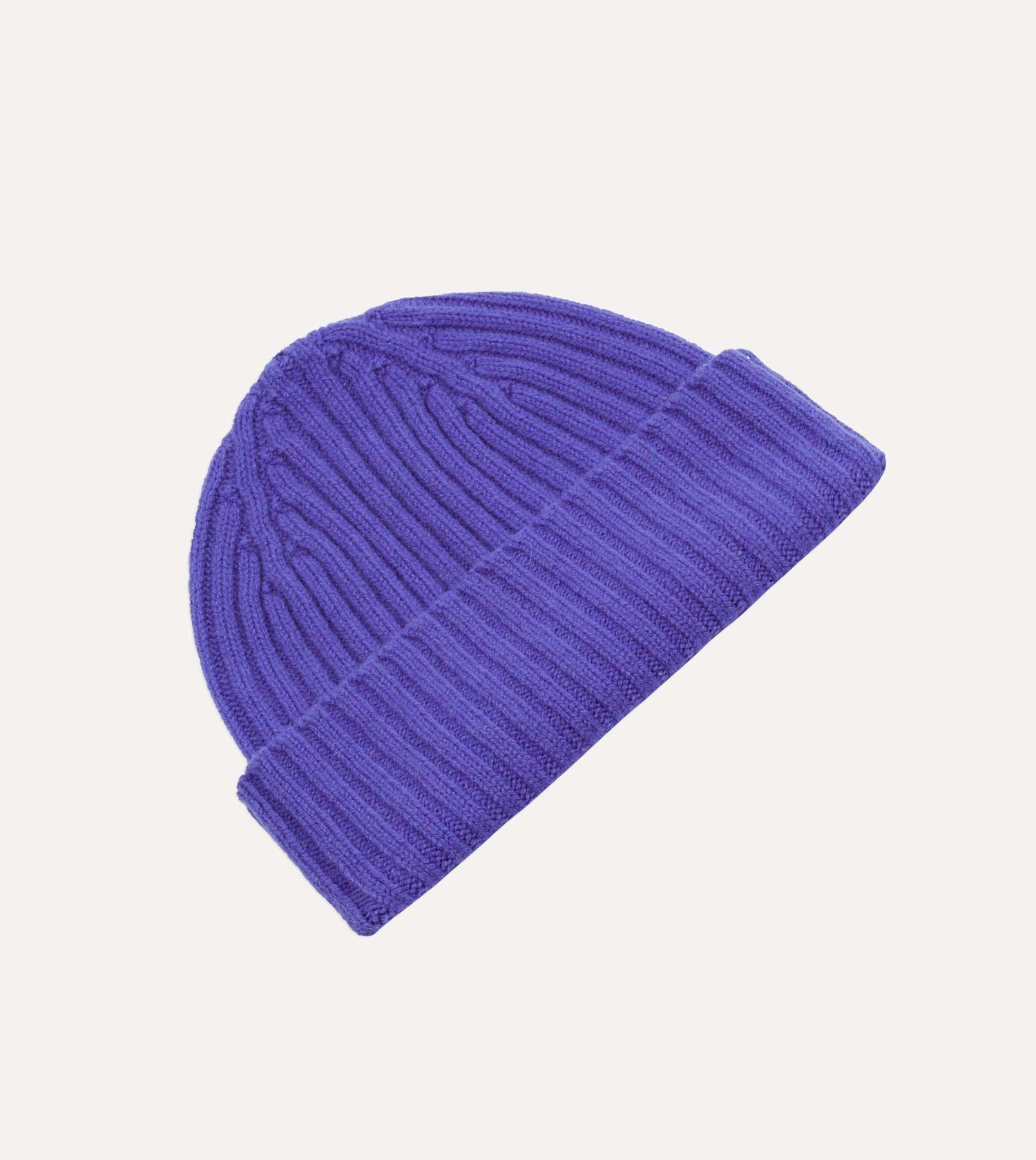 Purple Lambswool Ribbed Knit Cap