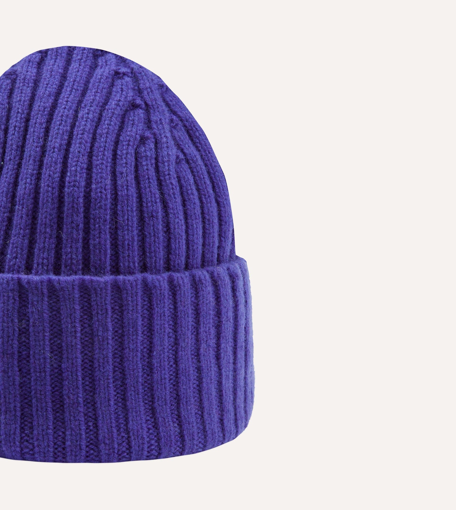 Purple Lambswool Ribbed Knit Cap