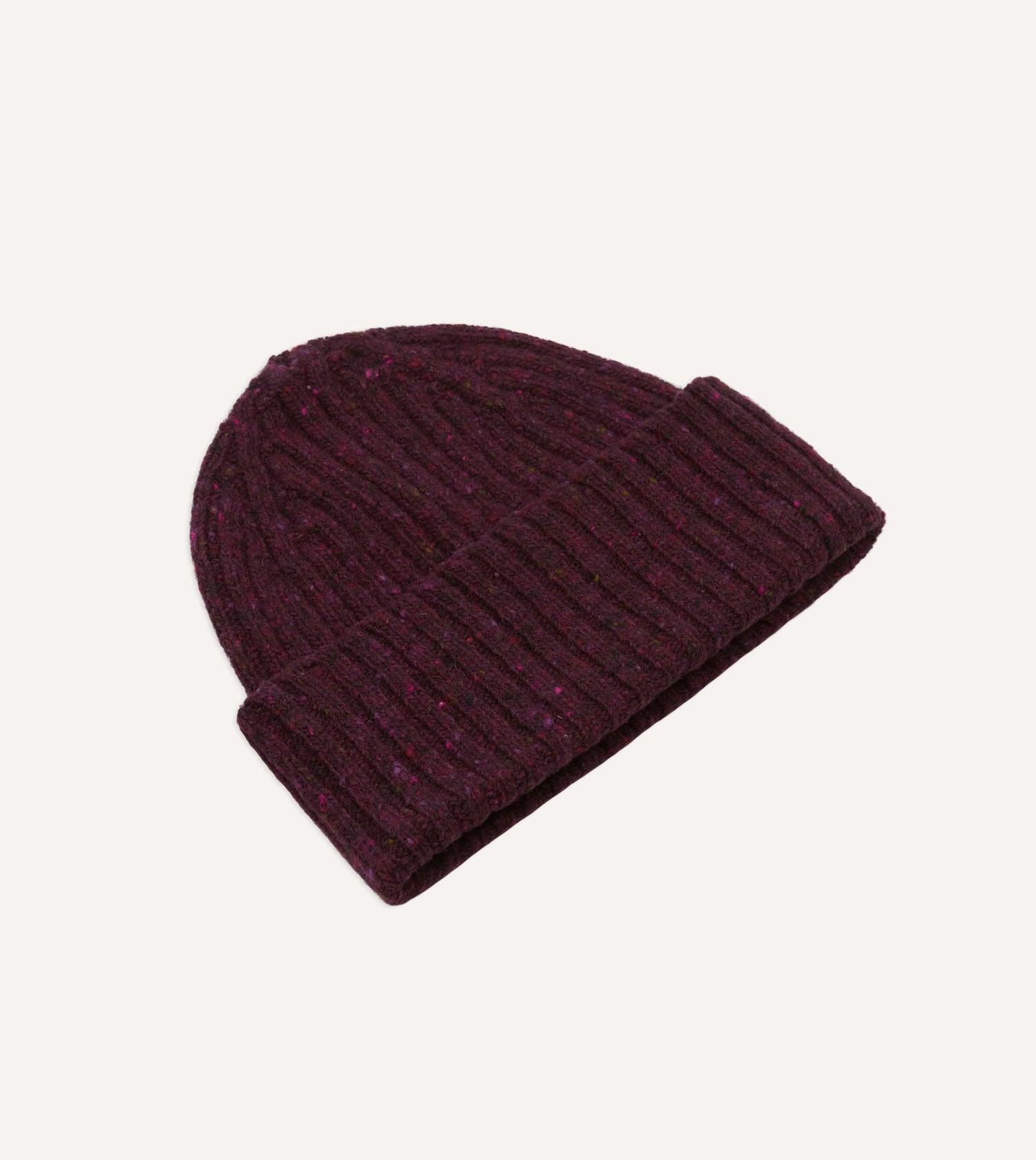 Purple Ribbed Merino Donegal Knit Cap