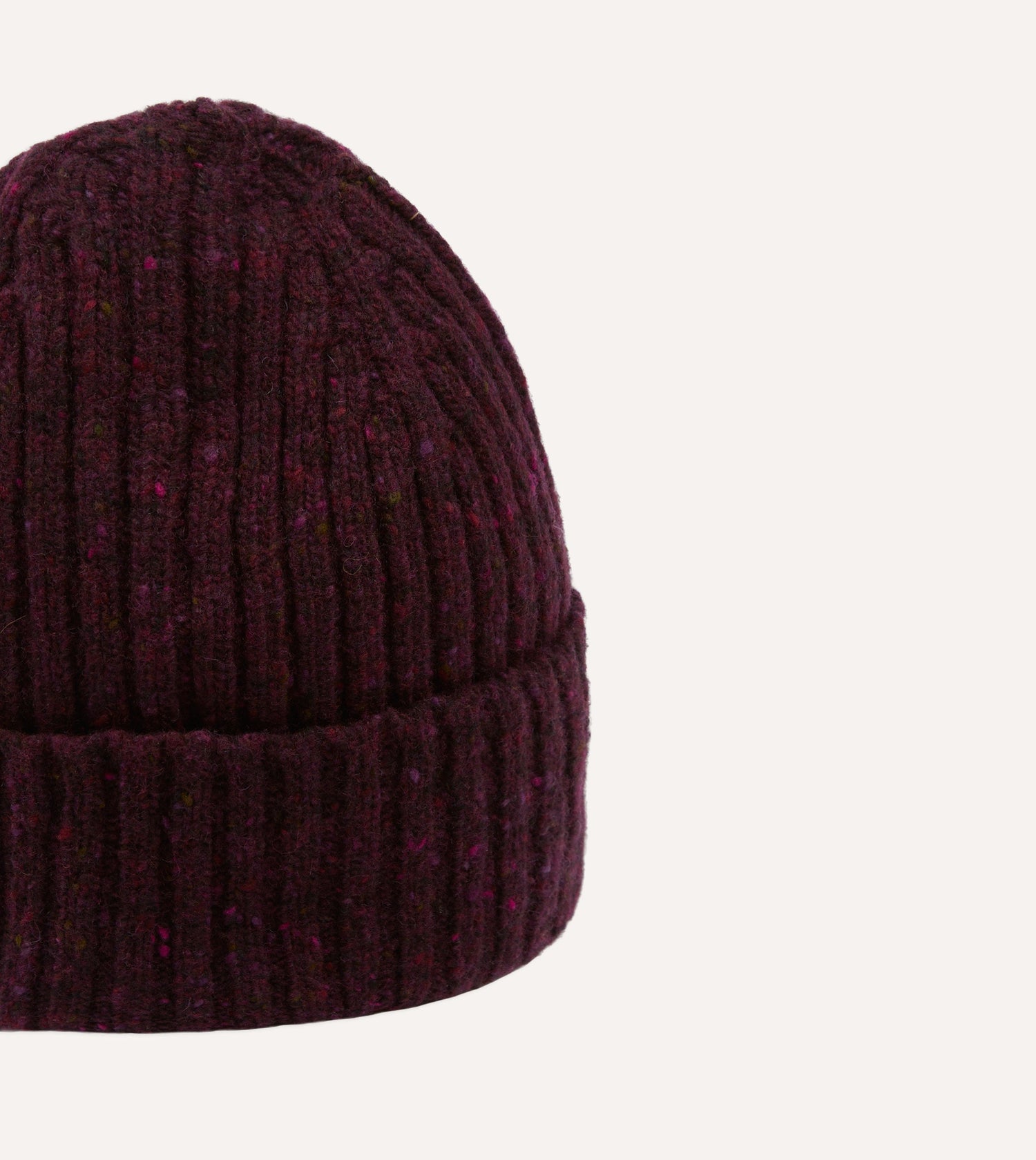 Purple Ribbed Merino Donegal Knit Cap