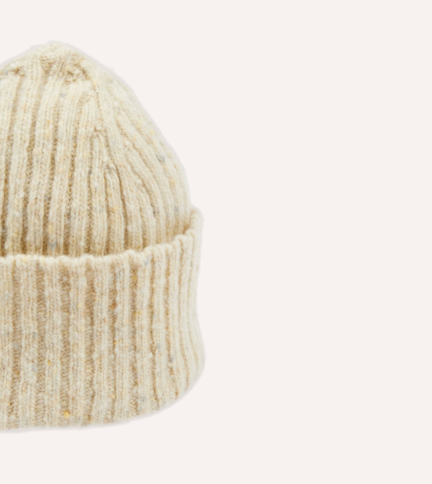 Oatmeal Ribbed Merino Donegal Knit Cap