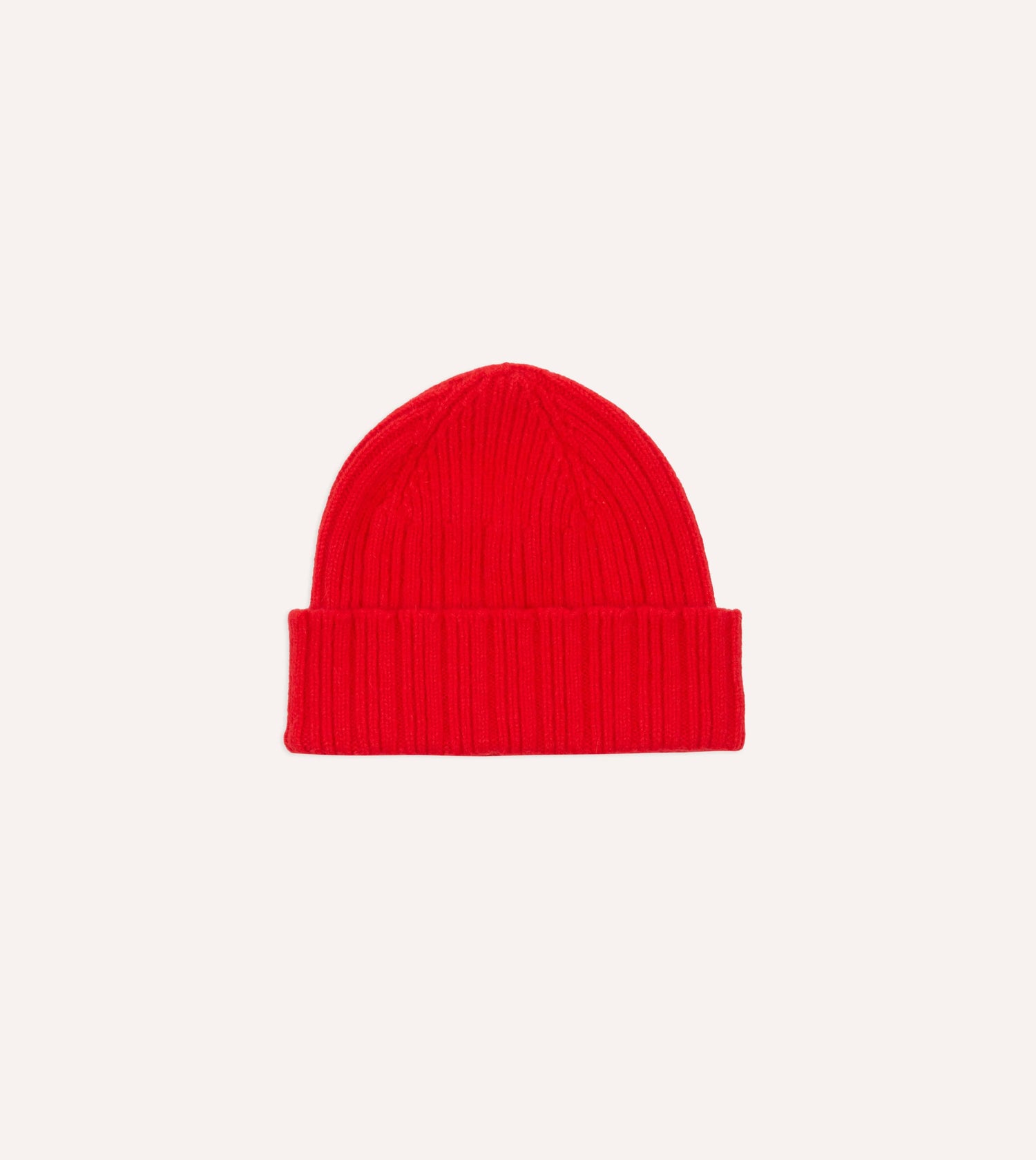 Red Angora Lambswool Ribbed Knit Cap