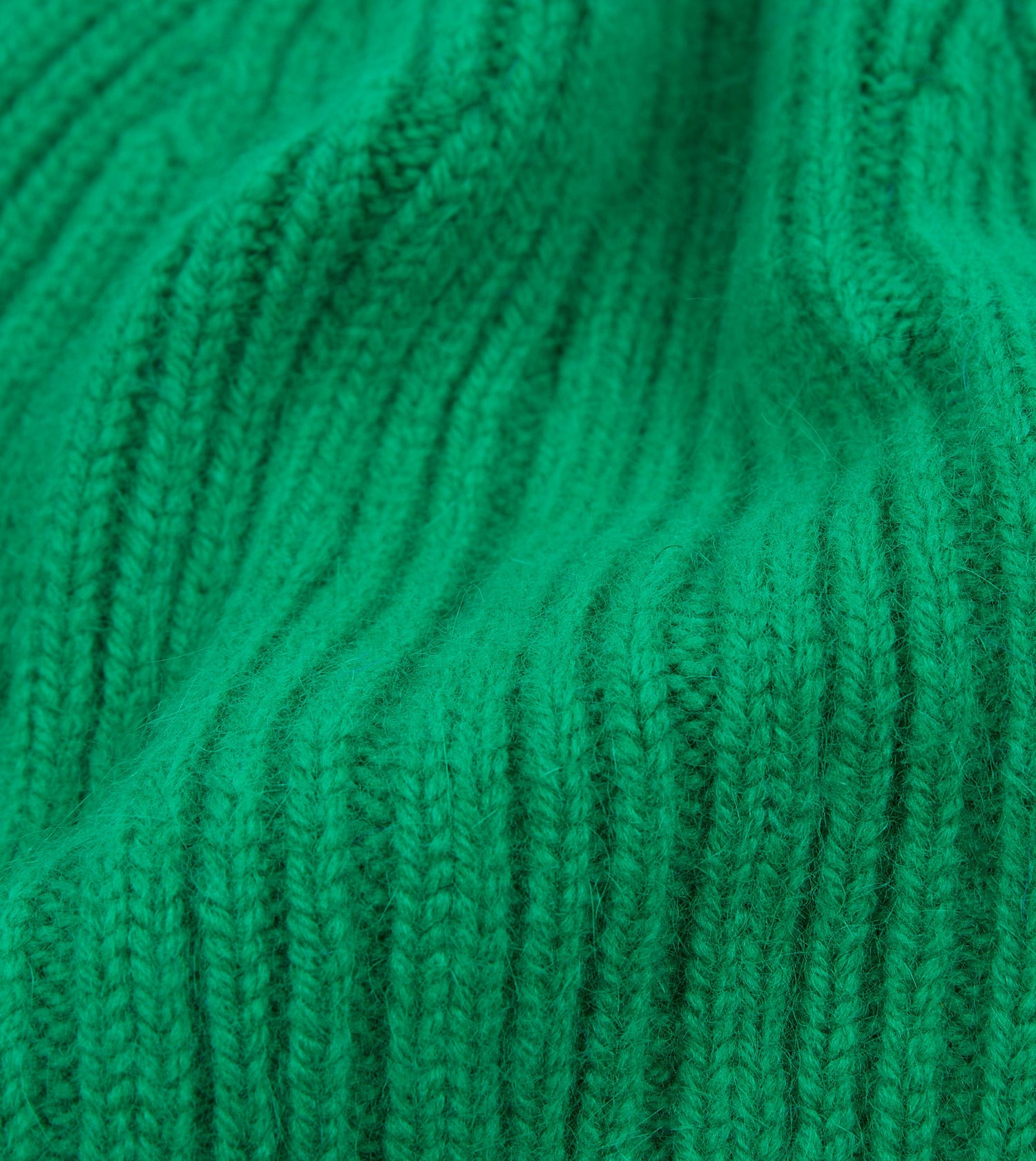 Green Angora Lambswool Ribbed Knit Cap