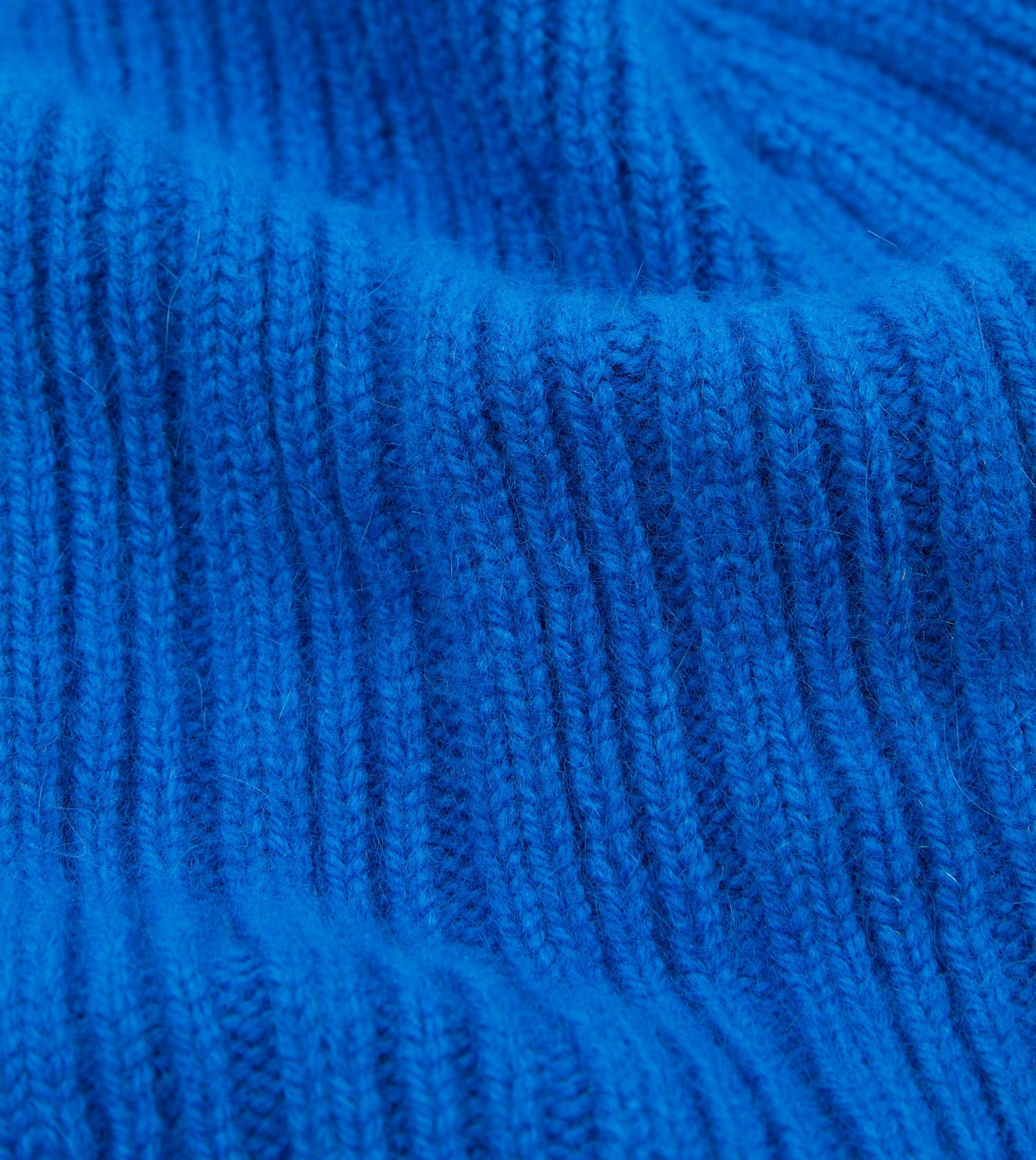 Blue Angora Lambswool Ribbed Knit Cap