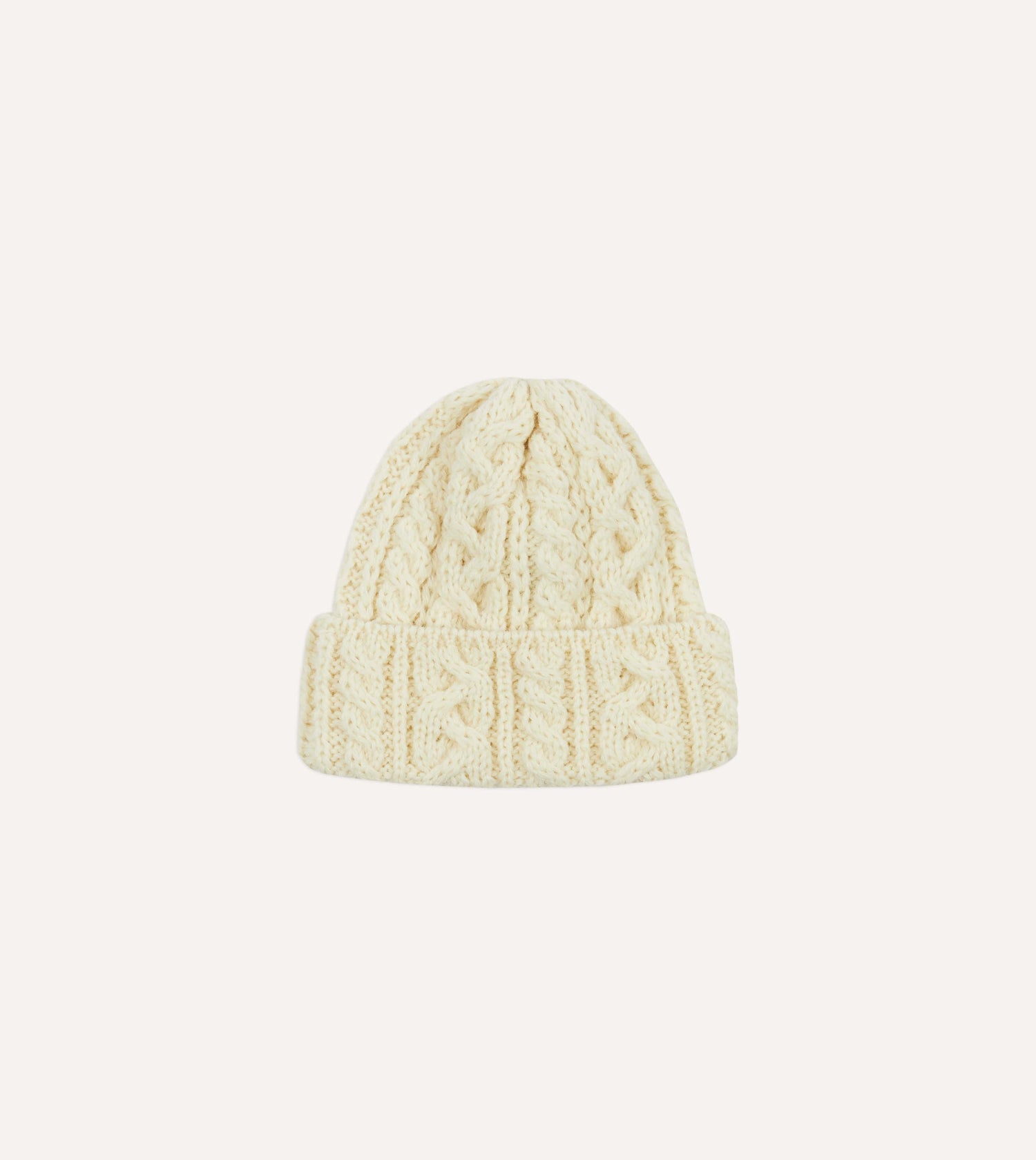 Ecru Wool Cable Knit Cap