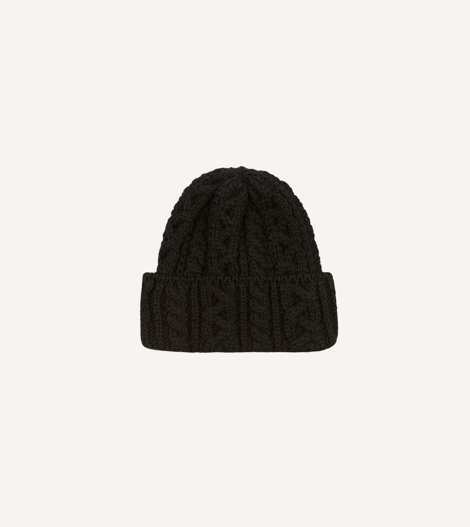 Black Wool Cable Knit Cap