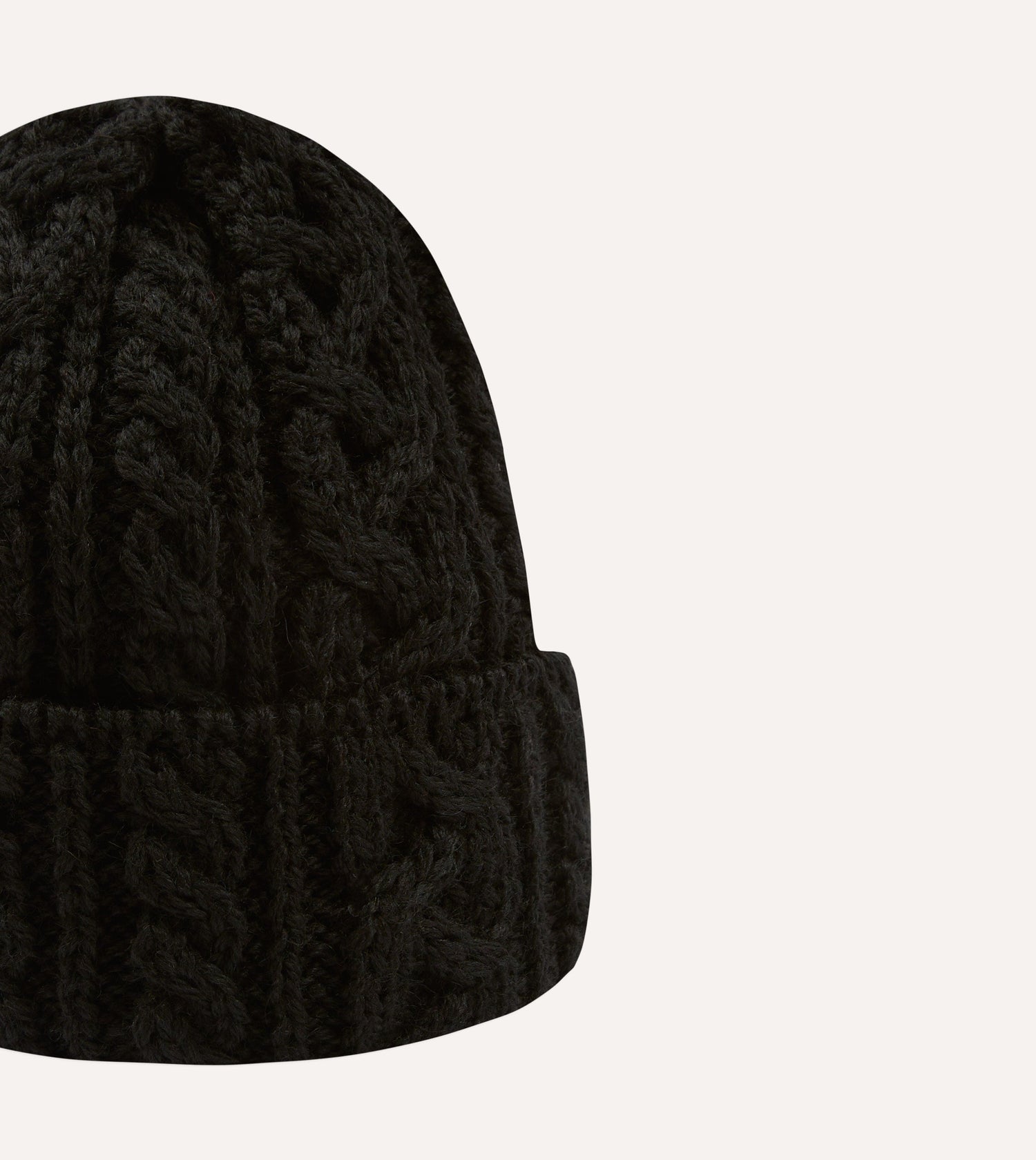 Black Wool Cable Knit Cap