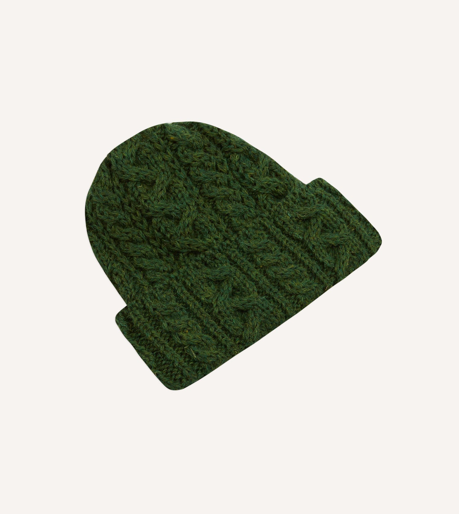 Green Wool Cable Knit Cap