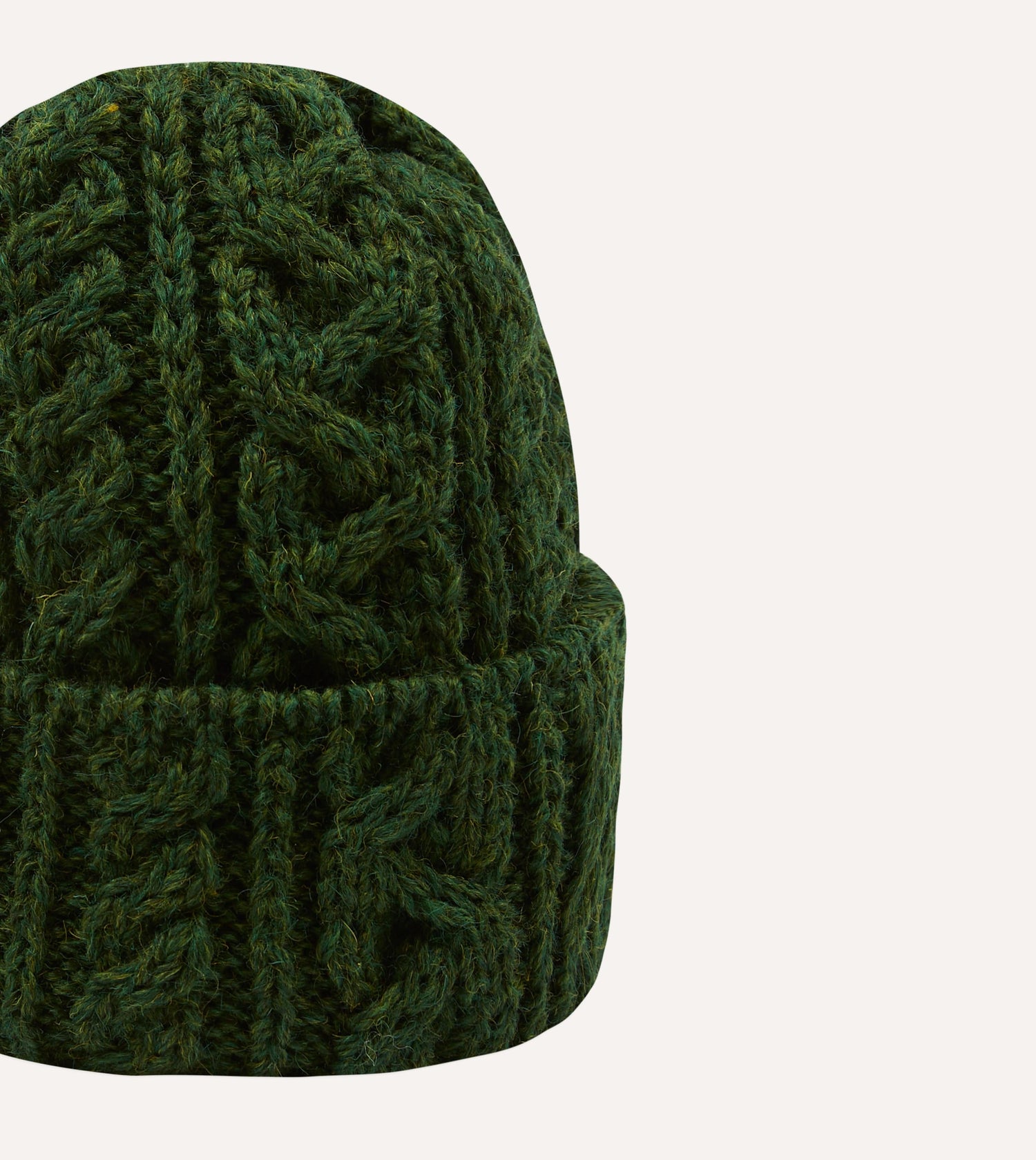 Green Wool Cable Knit Cap