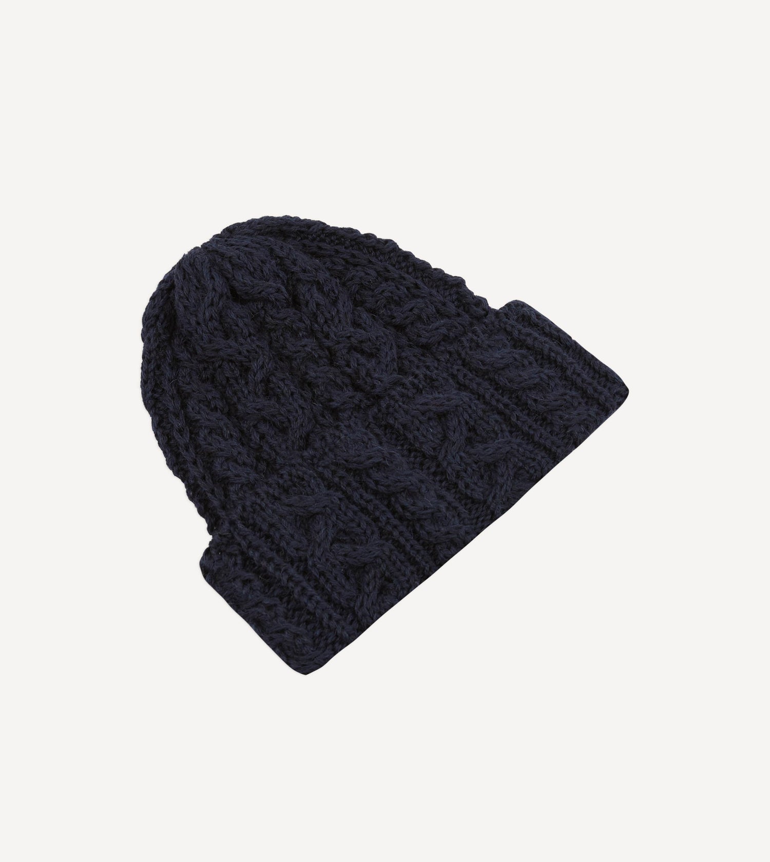 Navy Wool Cable Knit Cap